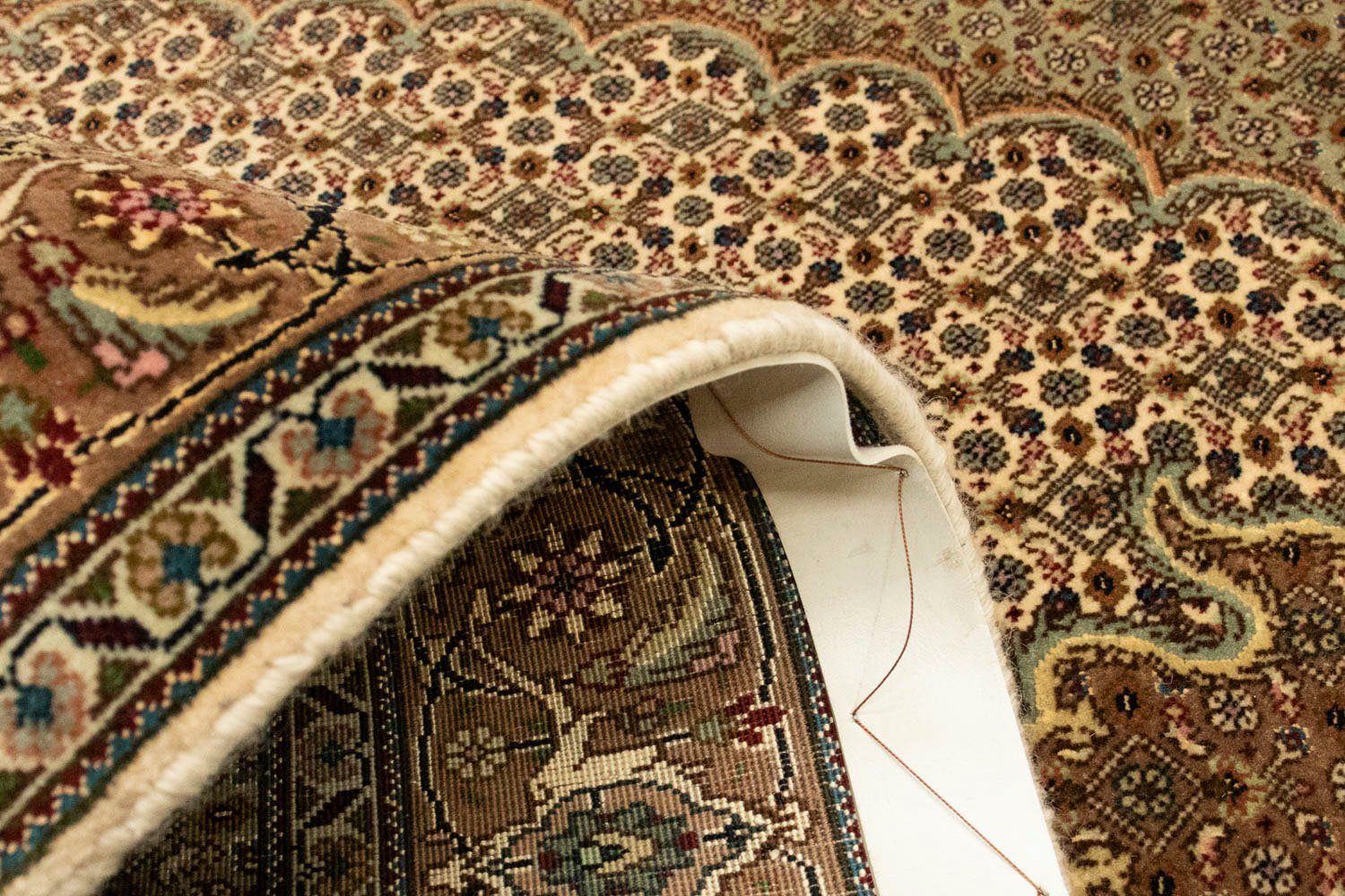 Orientteppich Perser - Täbriz rechteckig, Einzelstück Handgeknüpft, mm, Höhe: Zertifikat cm 145 106 x Wohnzimmer, morgenland, - mit 10 - beige