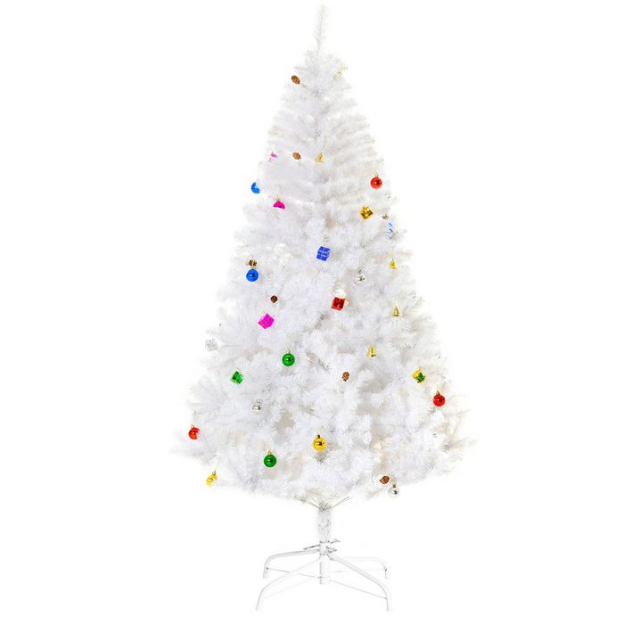 HOMCOM Künstlicher Weihnachtsbaum Künstlicher Weihnachtsbaum inkl. Metallständer 105 x 180 cm (BxH) weiß