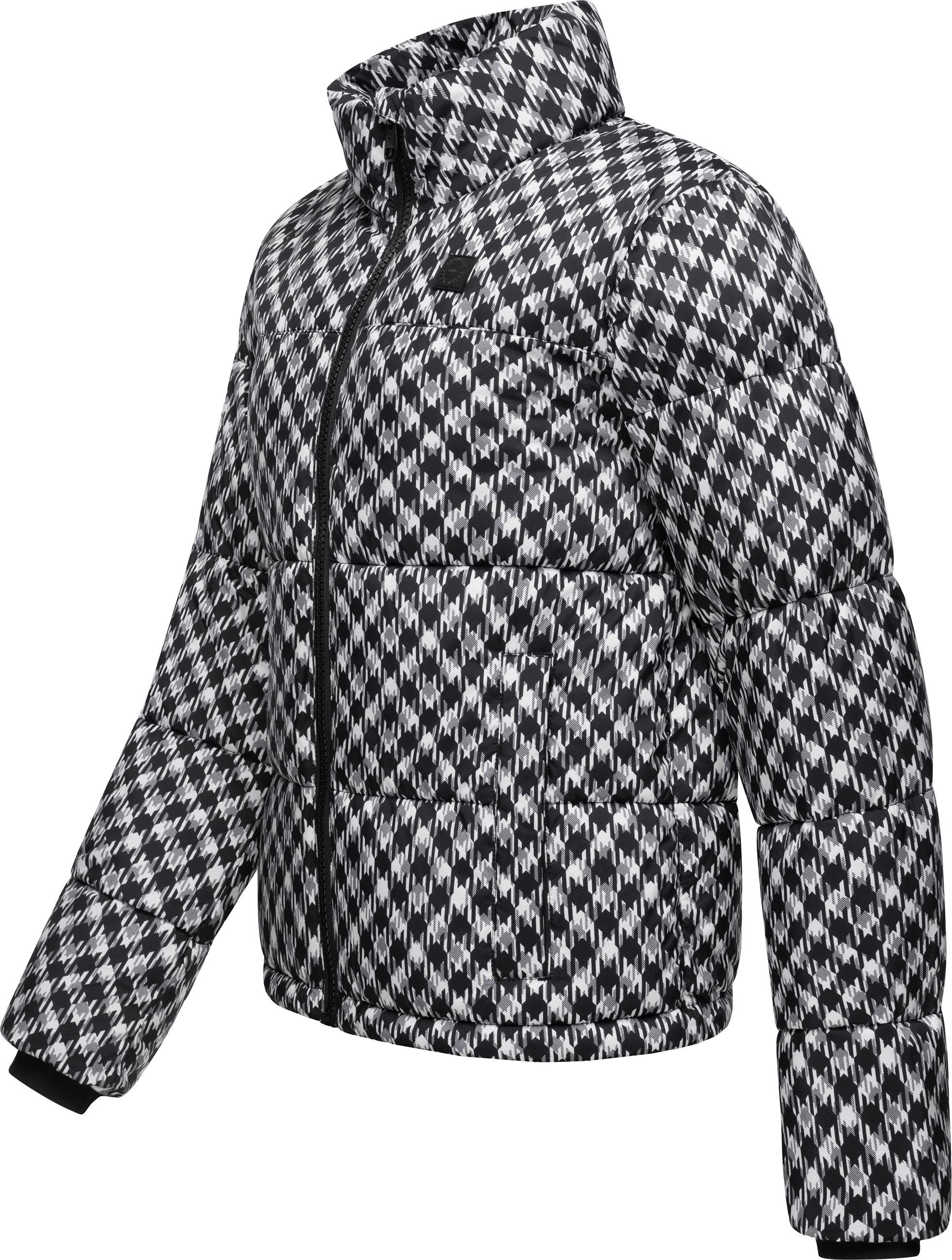 Ragwear Winterjacke Serah Print wasserdichte Winter Steppjacke mit Hahnentritt Muster
