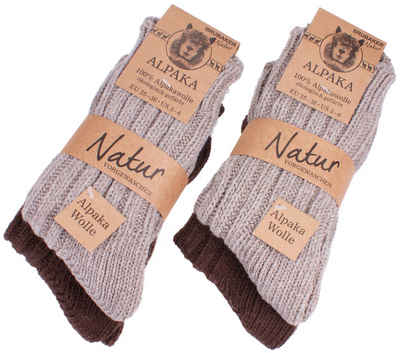 BRUBAKER Kuschelsocken »warme dicke Alpaka Socken« (4-Paar, 100% Alpakawolle) Wintersocken für Damen und Herren