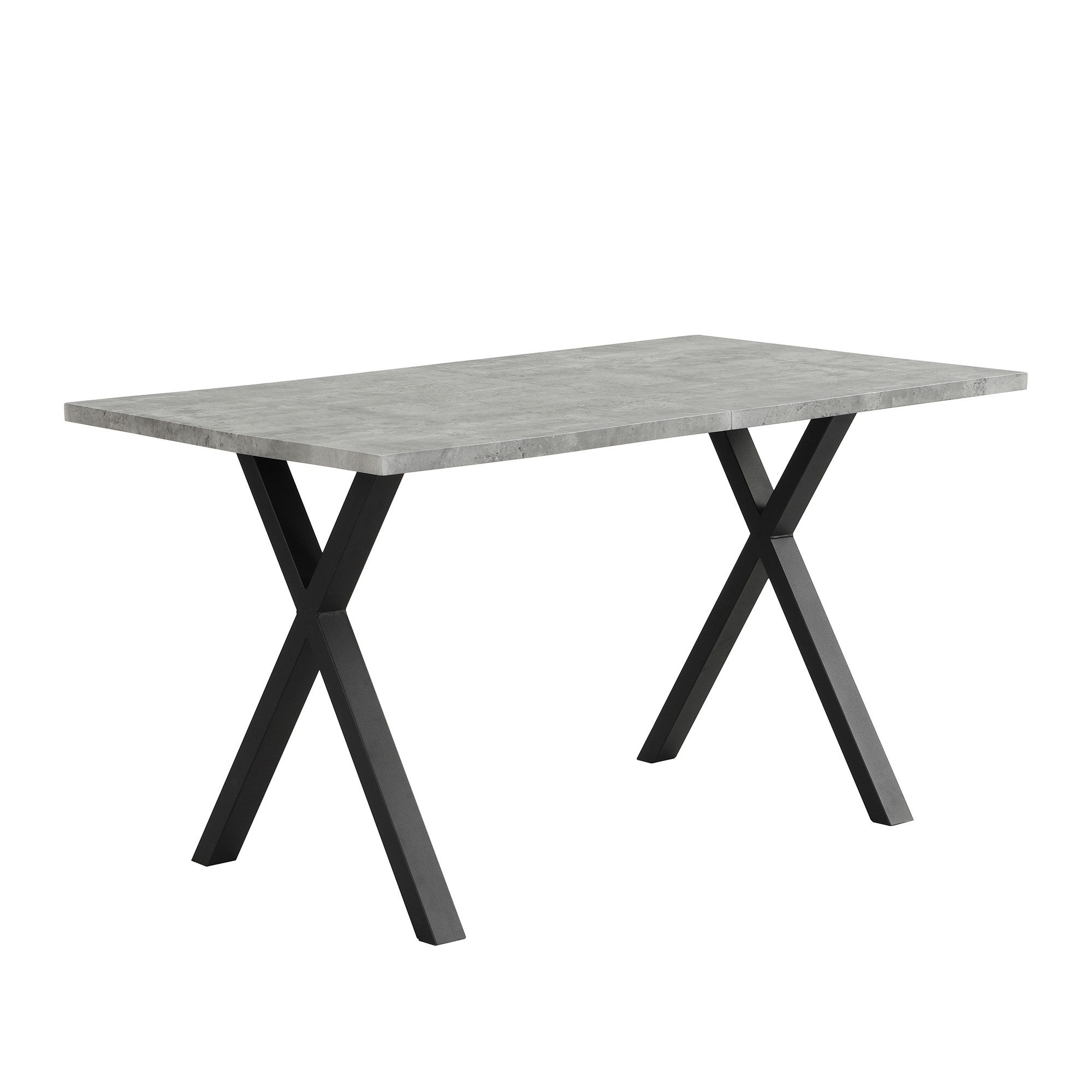 KLAM HOME Esstisch Moderner Esstisch Mit Kreuzbein Design In Eiche Und Schwarz (140x80cm Rechteckiger Tisch Aus Schmiedeeisen Und MDF), Vielseitiger Ess- Und Couchtisch Mit Hoher Tragkraft