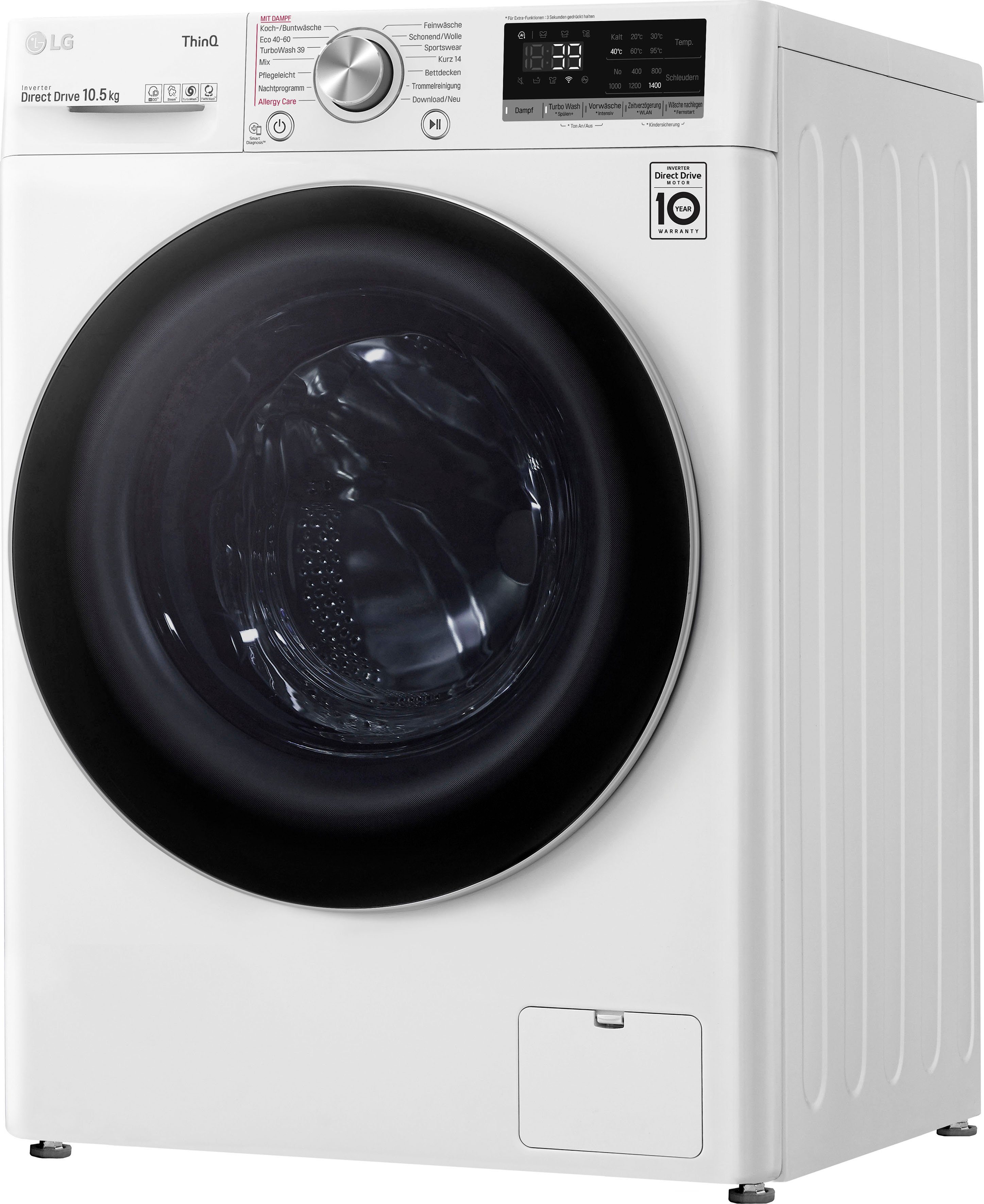 LG Waschmaschine Serie 7 F4WV710P1E, 10,5 kg, 1400 U/min, TurboWash® -  Waschen in nur 39 Minuten
