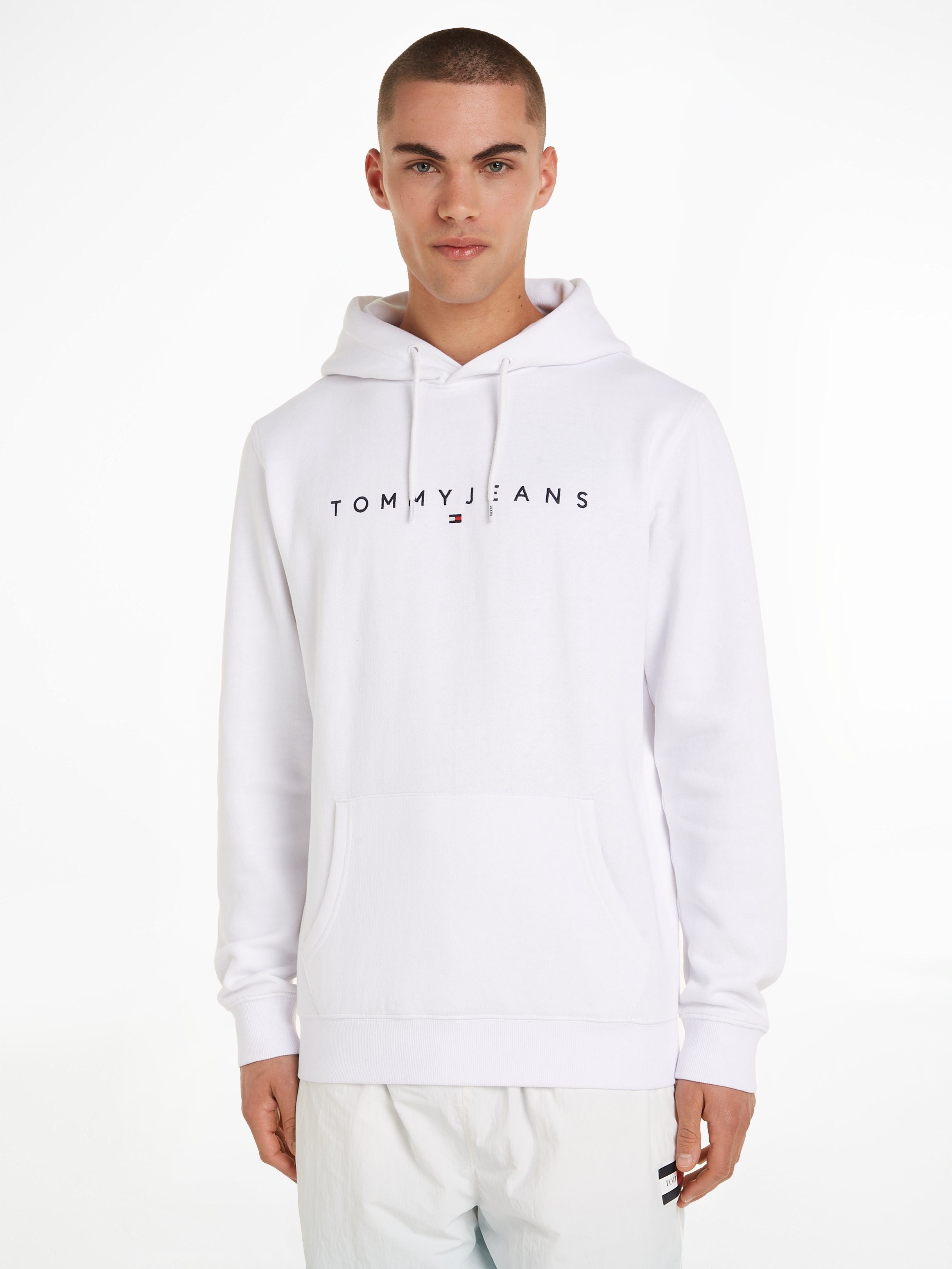 Tommy Jeans Kapuzensweatshirt TJM REG LINEAR LOGO HOODIE EXT mit Kordel