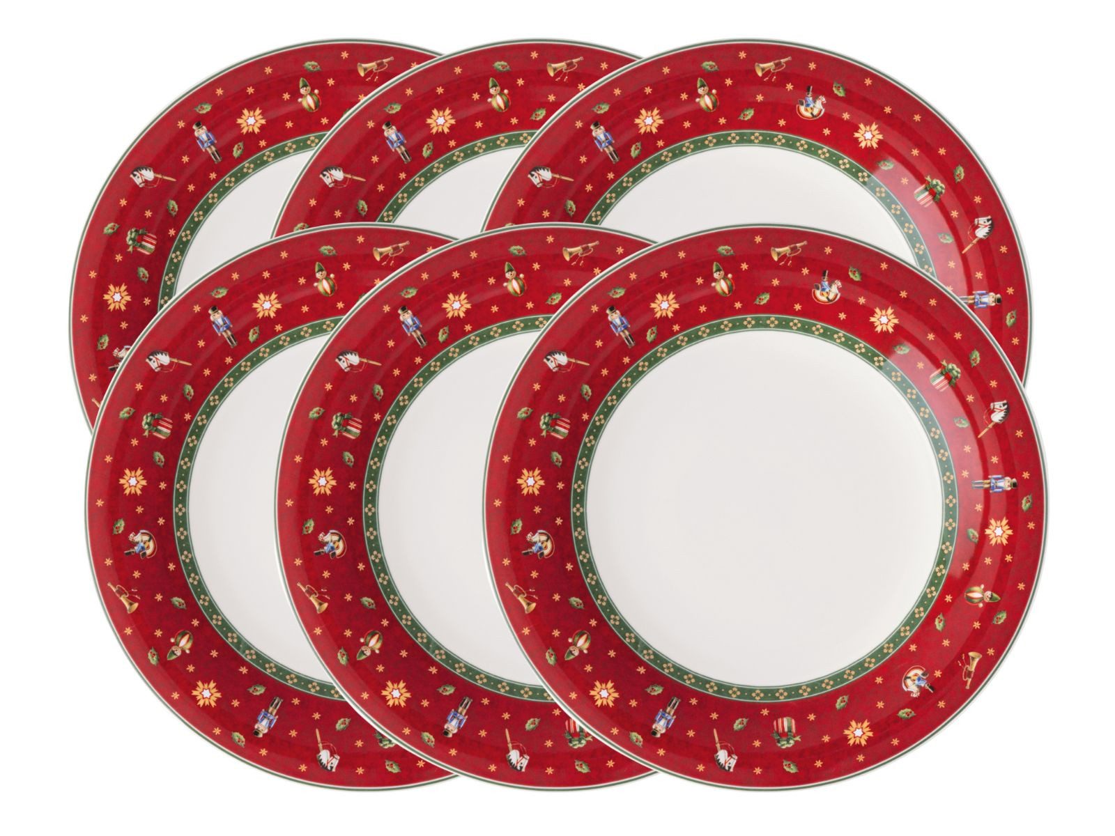 Villeroy & Boch Teller-Set Toy's Delight Specials Speiseteller rot 27cm Set6, Premium Porcelain