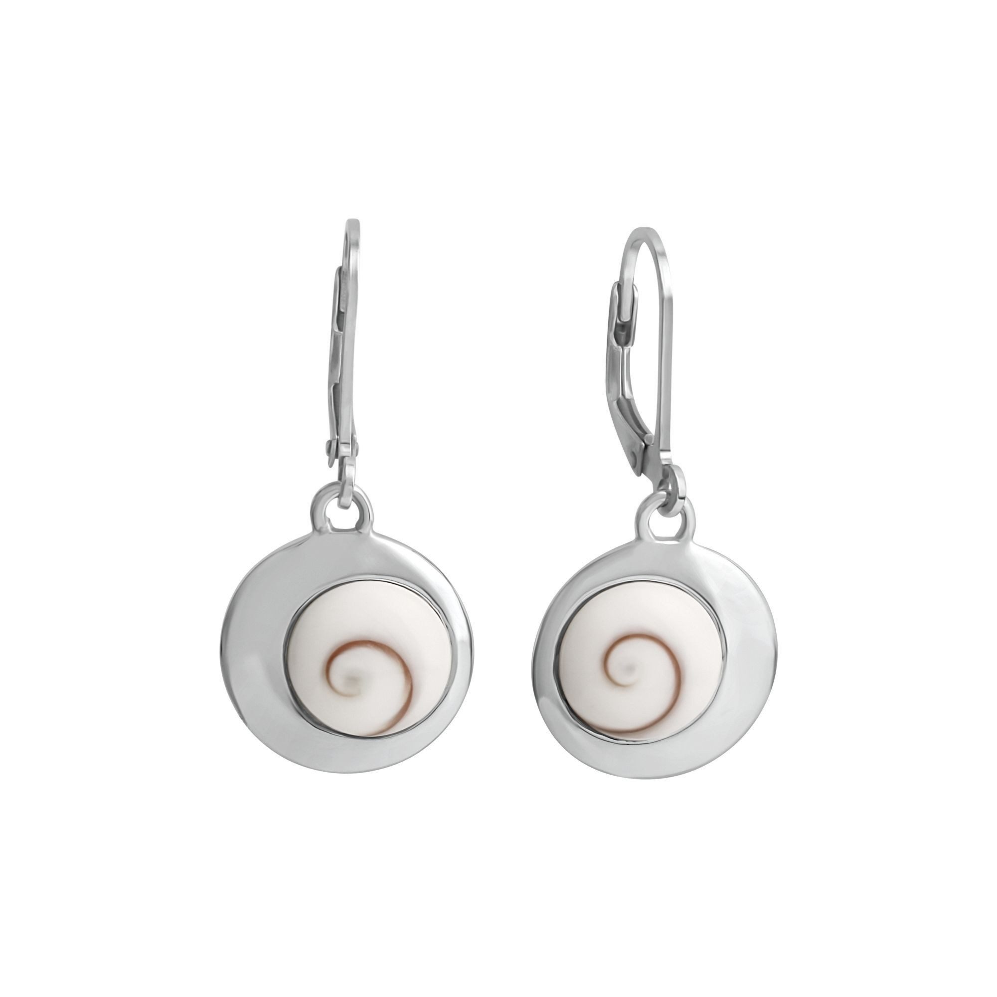 Paar Ohrhänger 925/- Sterling Silber rhodiniert mit Muschel weiß