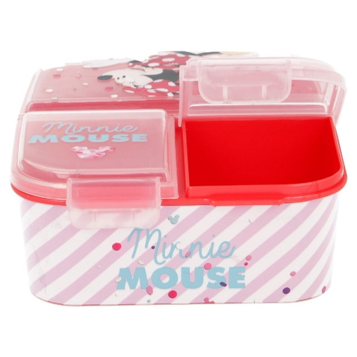 Stor Lunchbox Disney Minnie Mouse Kinder Brotdose – Lunchbox mit 3 Fächern, (Einteilig, Einteilig), Brotzeitdose