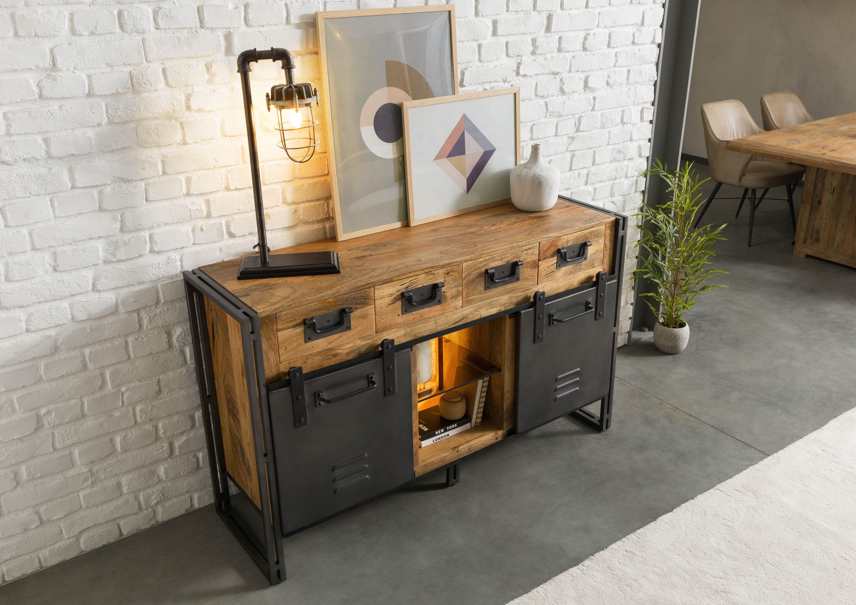 Massivmoebel24 Sideboard BLACKBURN LUX (Massivholz)