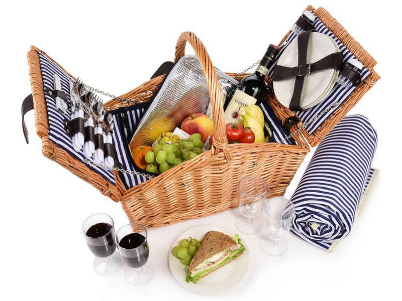 SÄNGER Picknickkorb »Sylt« (Set, 24 St., Picknickkorb), 4 Personen, Picknickdecke & Geschirr