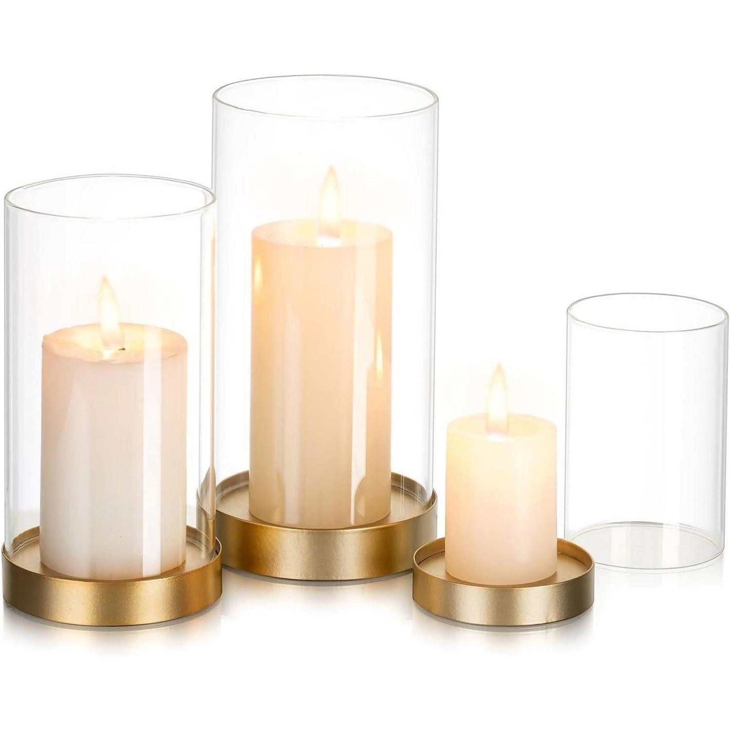 LuxusKollektion Windlicht Windlicht Glas Set Gold 3er Gr Ka Zi Deko (1 St)