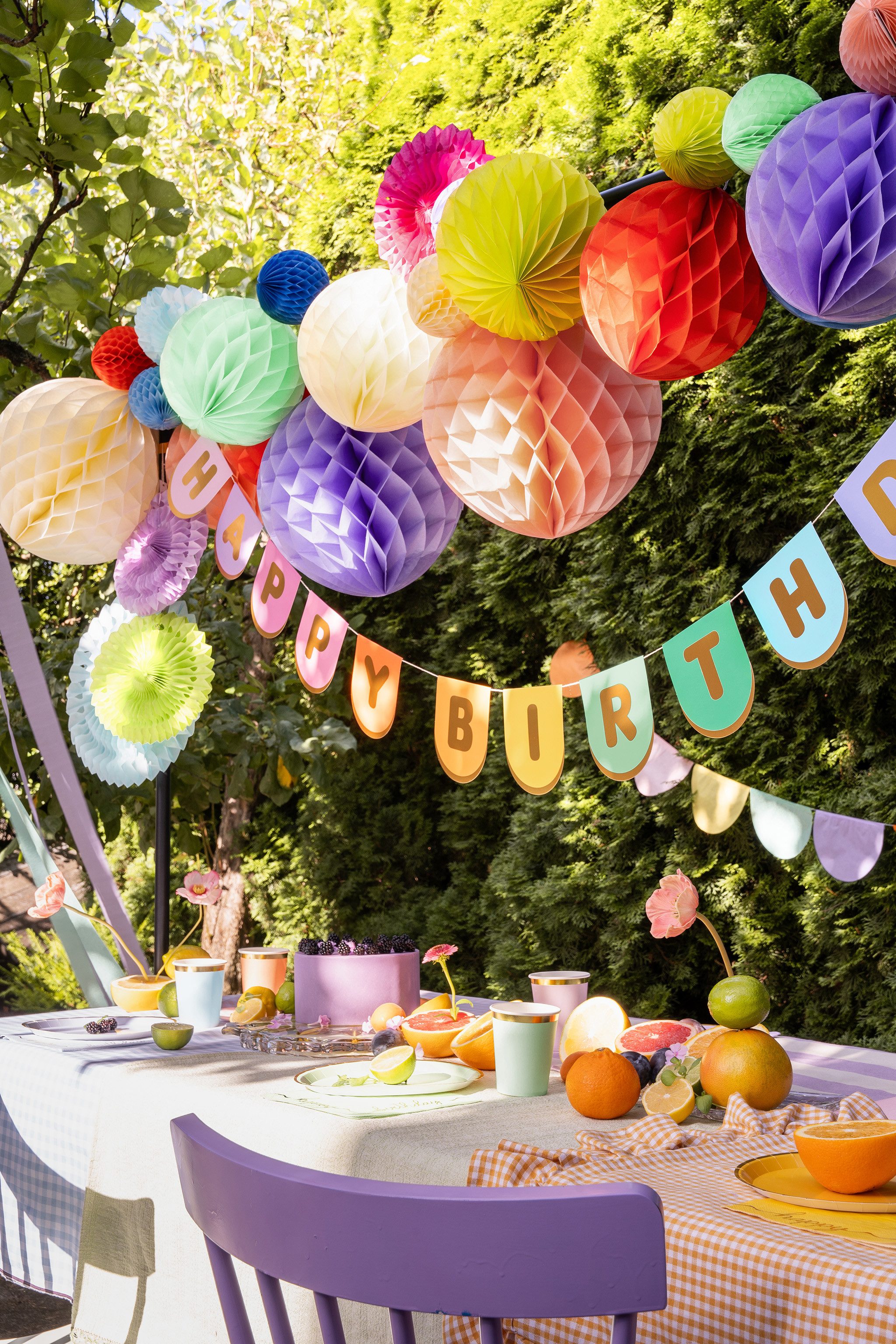partydeco Hängedekoration, Happy Birthday Girlande 12x163cm Banner Bunt