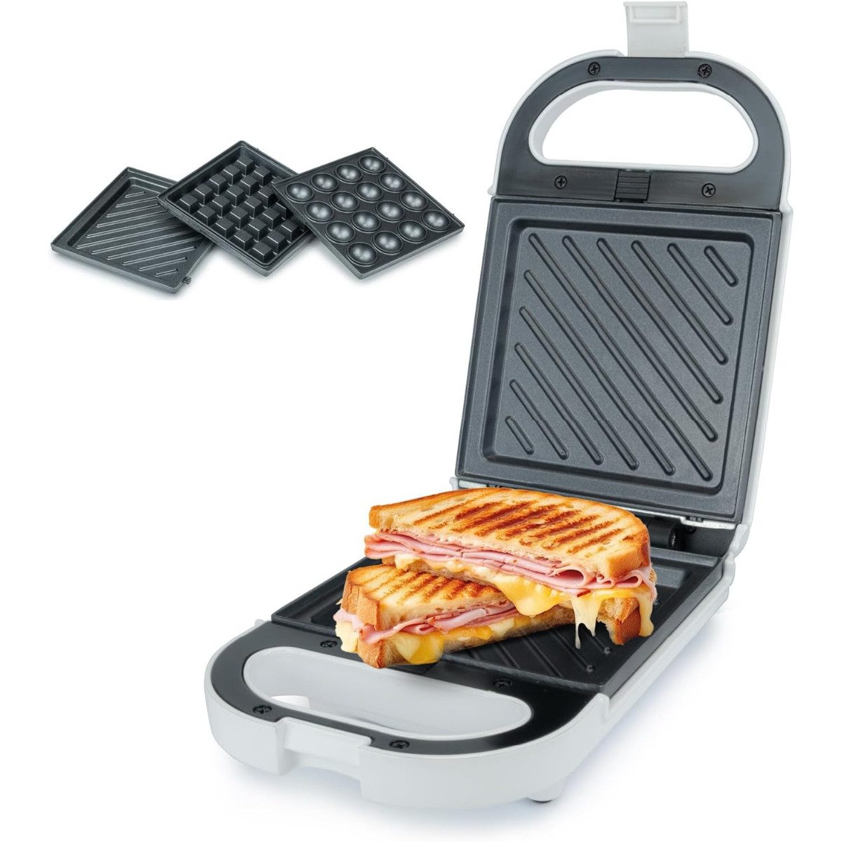 KORONA 3-in-1-Sandwichmaker mit Wechselplatten für Sandwiches Waffeln und Grillen