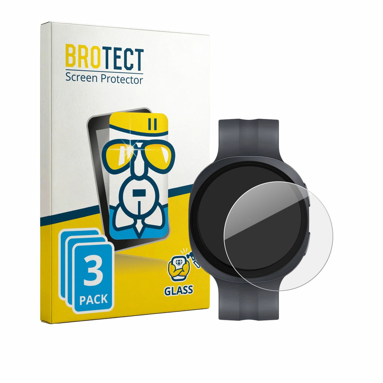 BROTECT Displayschutzglas Schutzglas für Samsung Galaxy Watch 9 (44 mm), 3 Stück, Displayschutz 9H Schutz Glas Klar Transparent