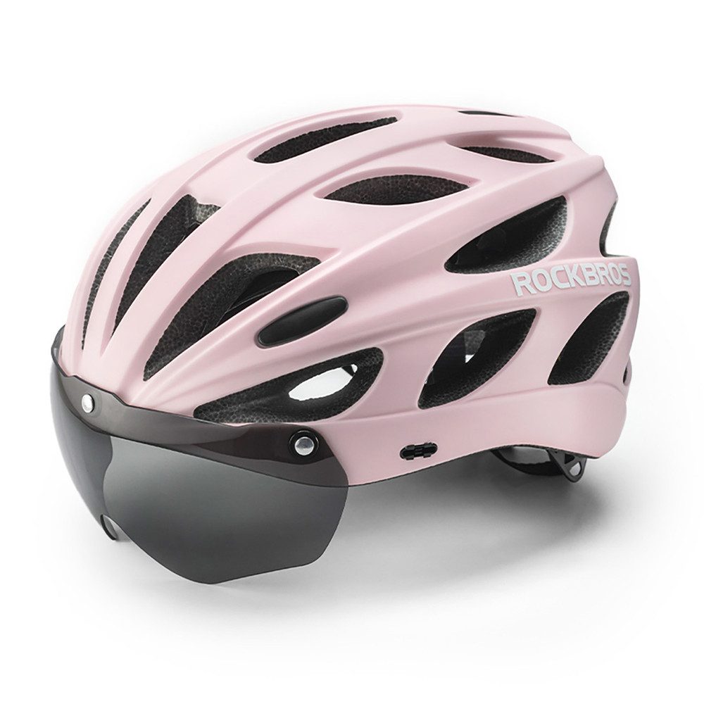 ROCKBROS Fahrradhelm Rennradhelm Tourenhelm Visierhelm (Spar-Set, 1-tlg., 58-62 cm leicht), Magnetvisier, UV-Schutz, abnehmbarer Schirm, 222 g