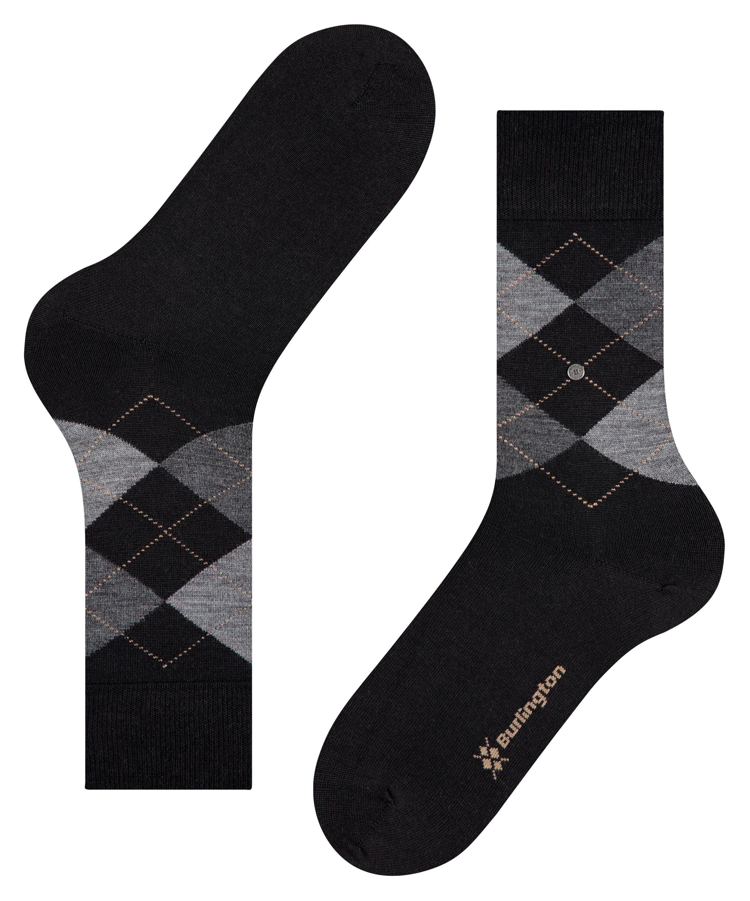 Socken (3000) black Edinburgh (1-Paar) Burlington