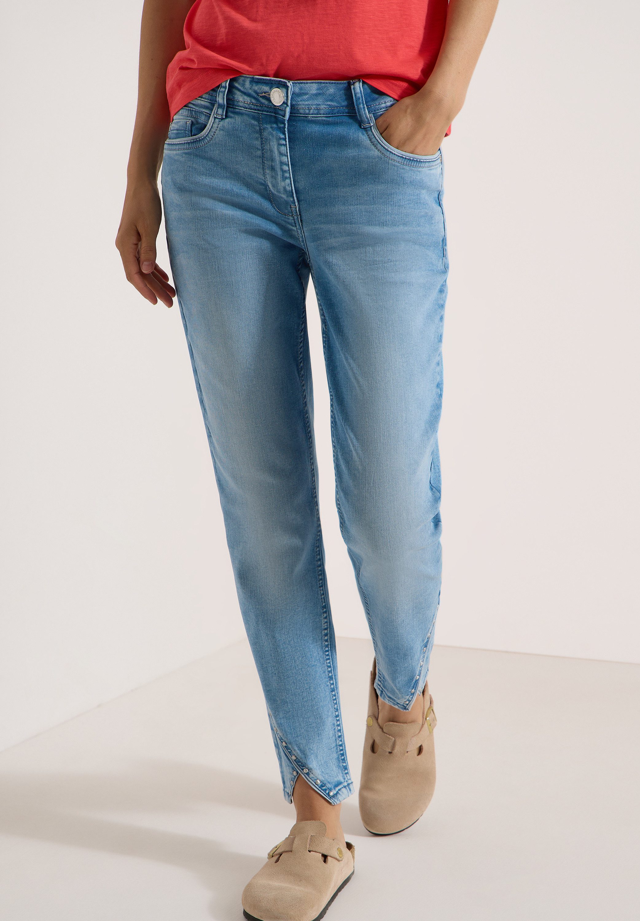 CECIL Straight-Jeans Style Scarlett mit Nietendetails / 5-Pocket-Style / Stretch