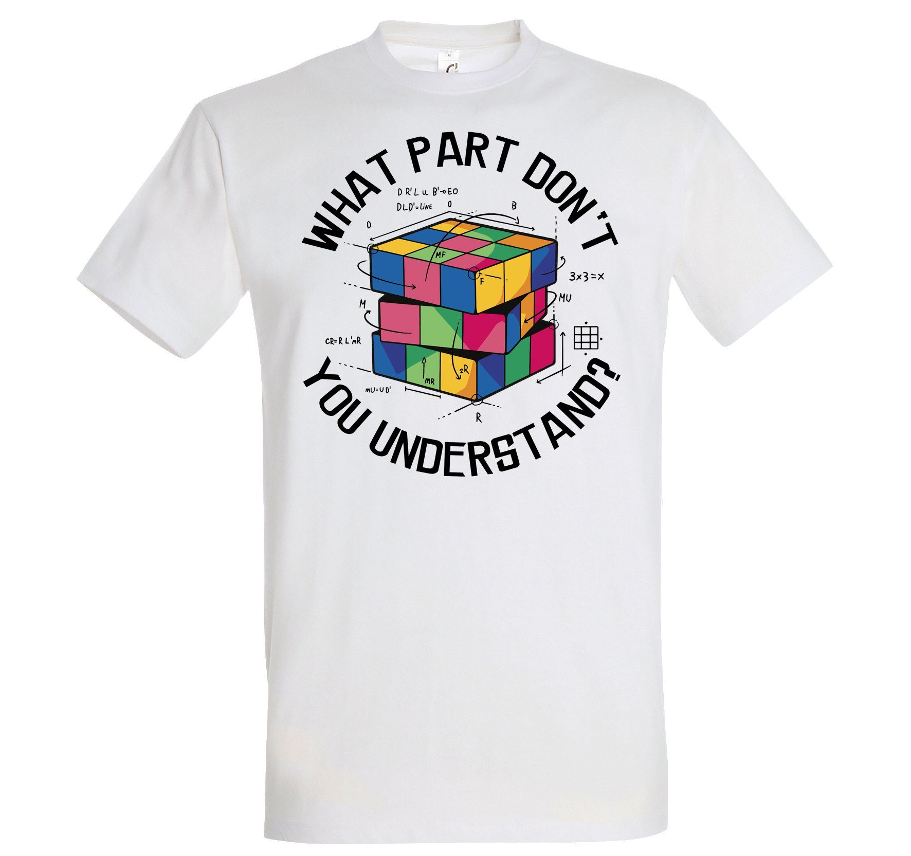 Youth Designz T-Shirt What Part don't you Understand Zauberwürfel Herren Shirt mit Trendigem Frontdruck Weiss