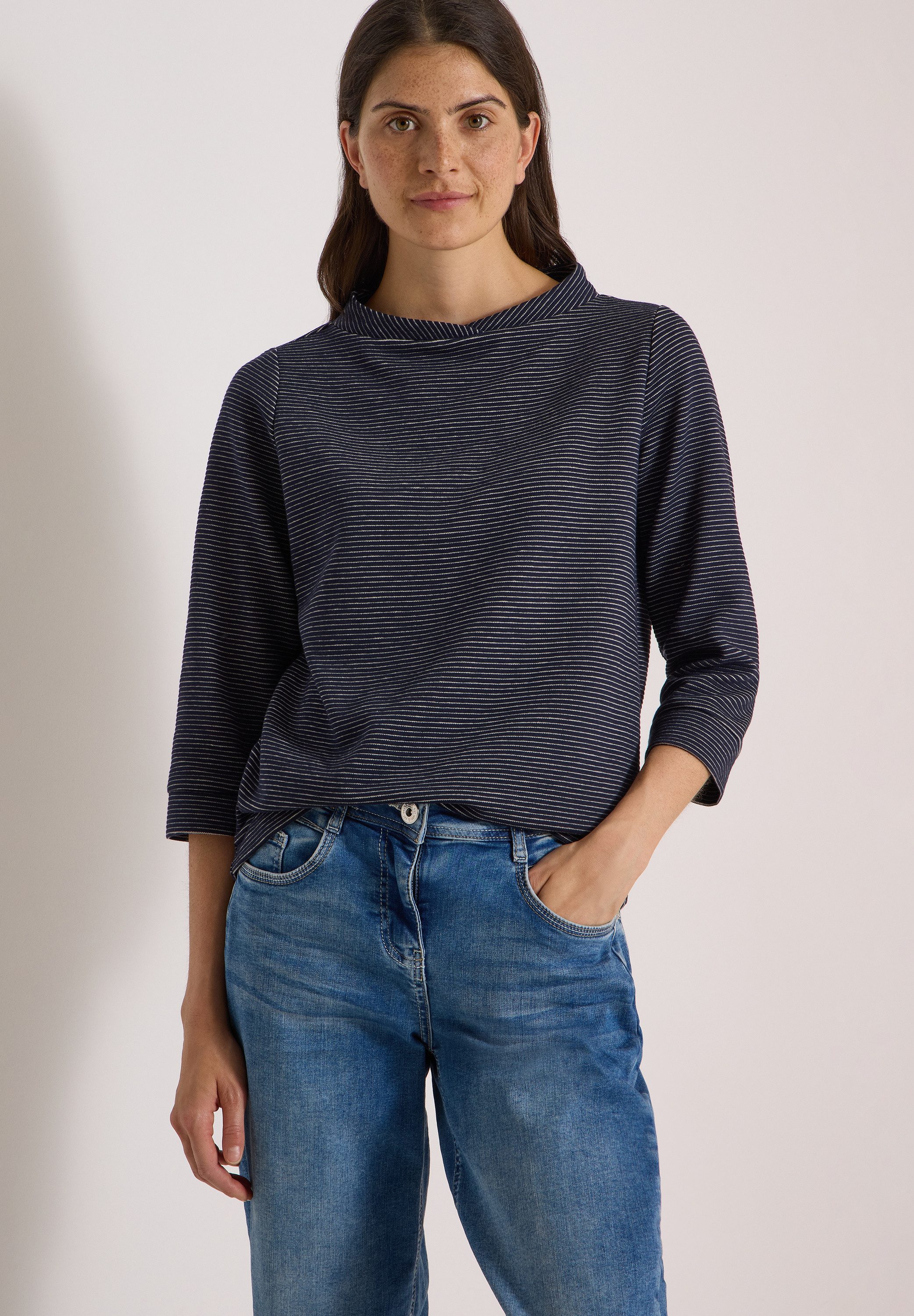 CECIL 3/4-Arm-Shirt Ottoman Shirt im Two-Tone-Look