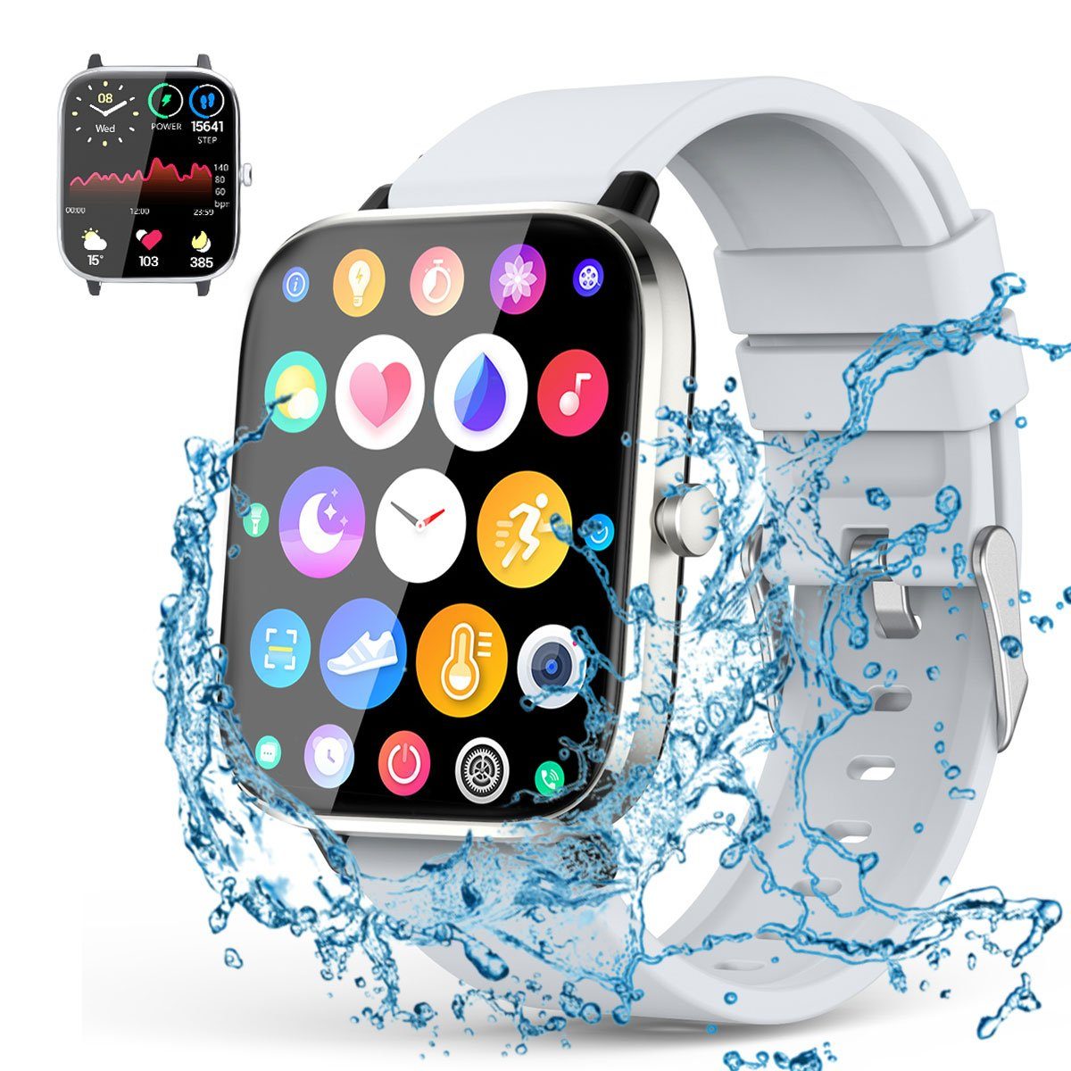 Anrufe, Bluetooth HD Damen IP67 Telefonfunktion/WhatsApp 1.7" Uhr mit Wasserdicht,1.70" Aktivitätstracker mit mit Tracker Uhren Fitnessuhr iOS/Android Notiz,Smartwatch cm/1.7 Watch Zoll) Blutsauerstoff/Pulsmesser/Sportuhr/Schrittzähler/Schlafmonitor ombar Touch Blau Touchscreen (Fitnessuhr usw Screen Herren Fitness Voll Tracker SmartWatch Voll für Smartwatch