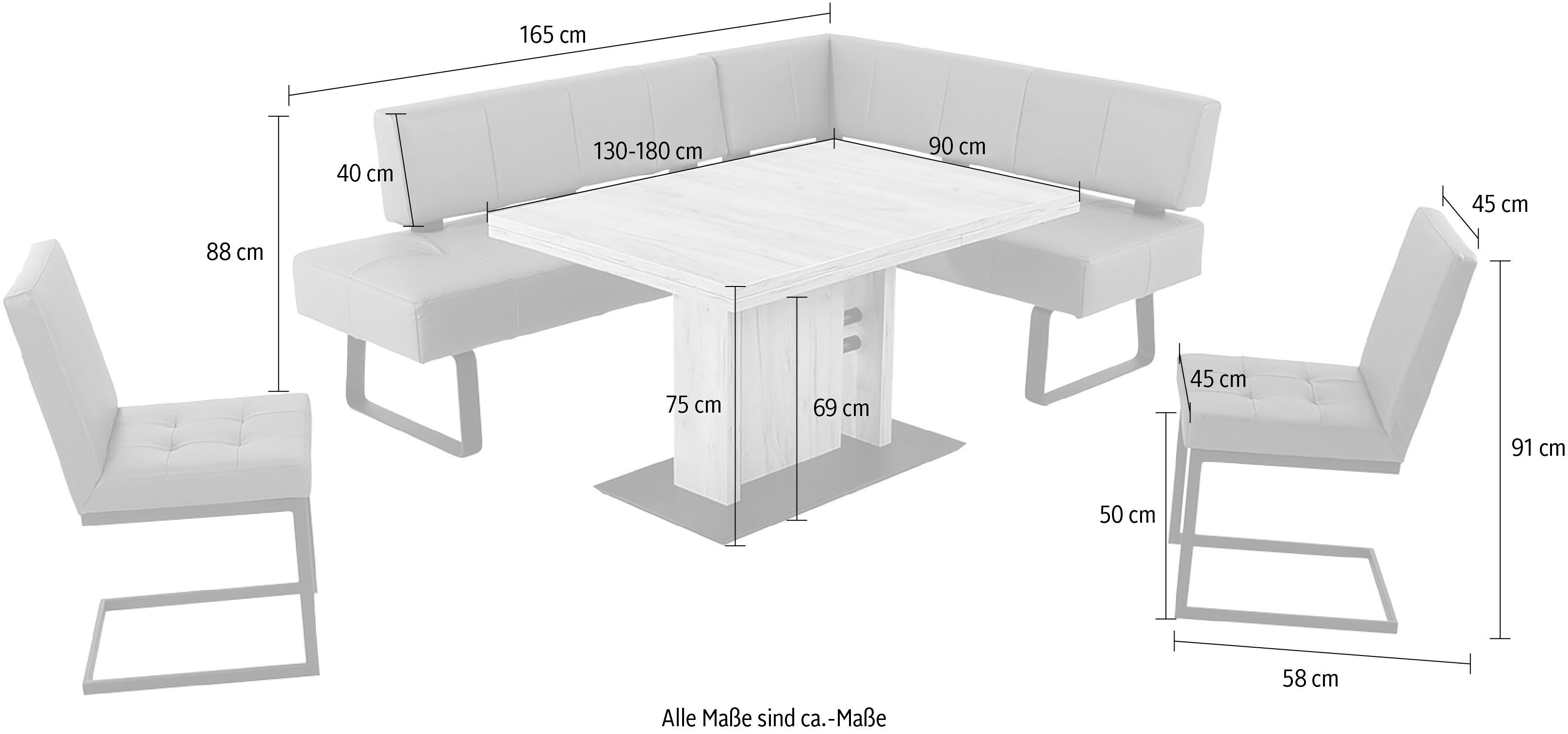 K+W Komfort & Tisch Essgruppe 2 II, Breiten, wahweise 2 Schenkel Wohnen 1 in Freischwinger, Spider langer (4-tlg)
