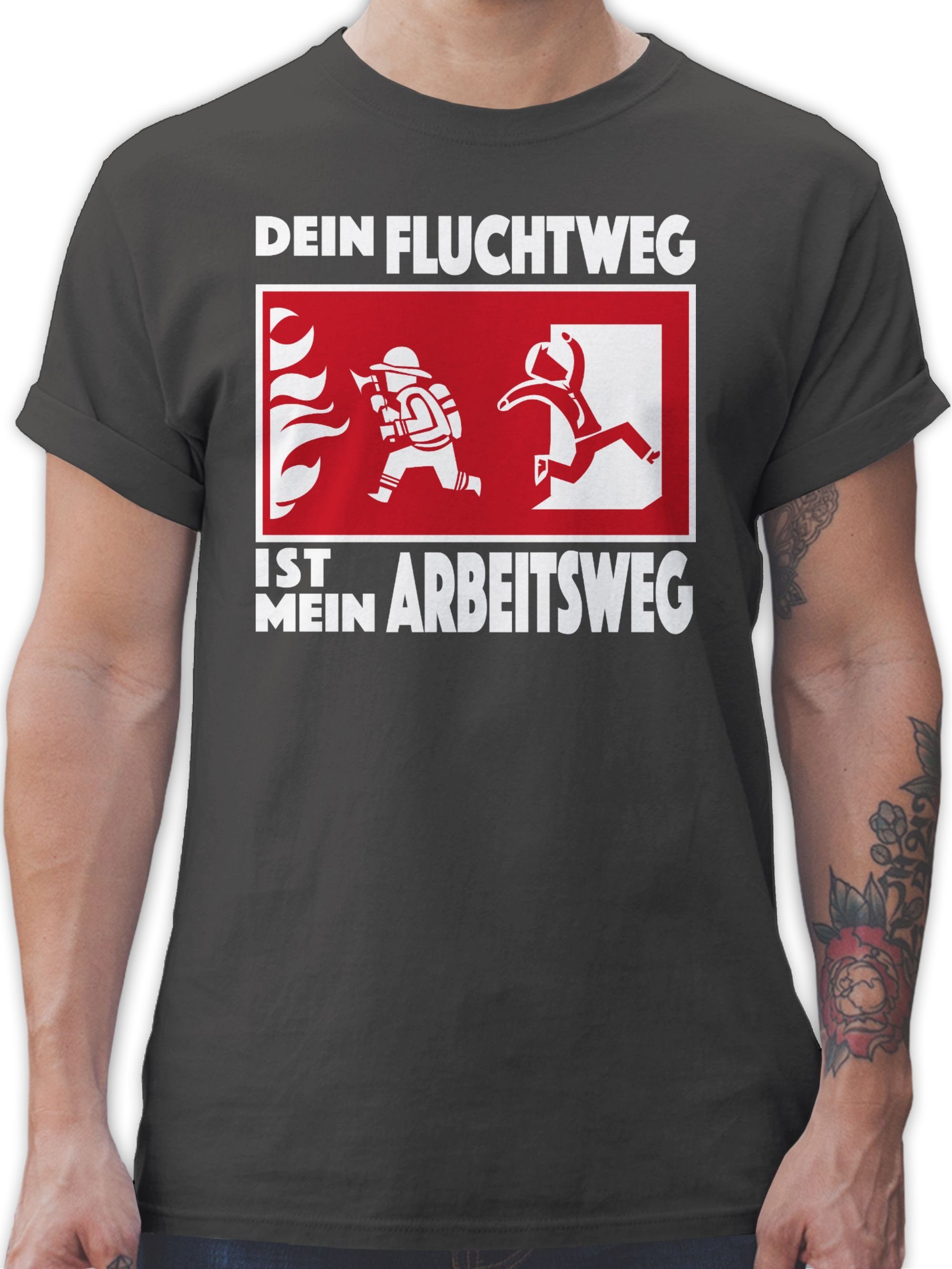 Arbeitsweg T-Shirt mein Shirtracer Dein ist Fluchtweg Feuerwehr Feuerwehr 3 Dunkelgrau