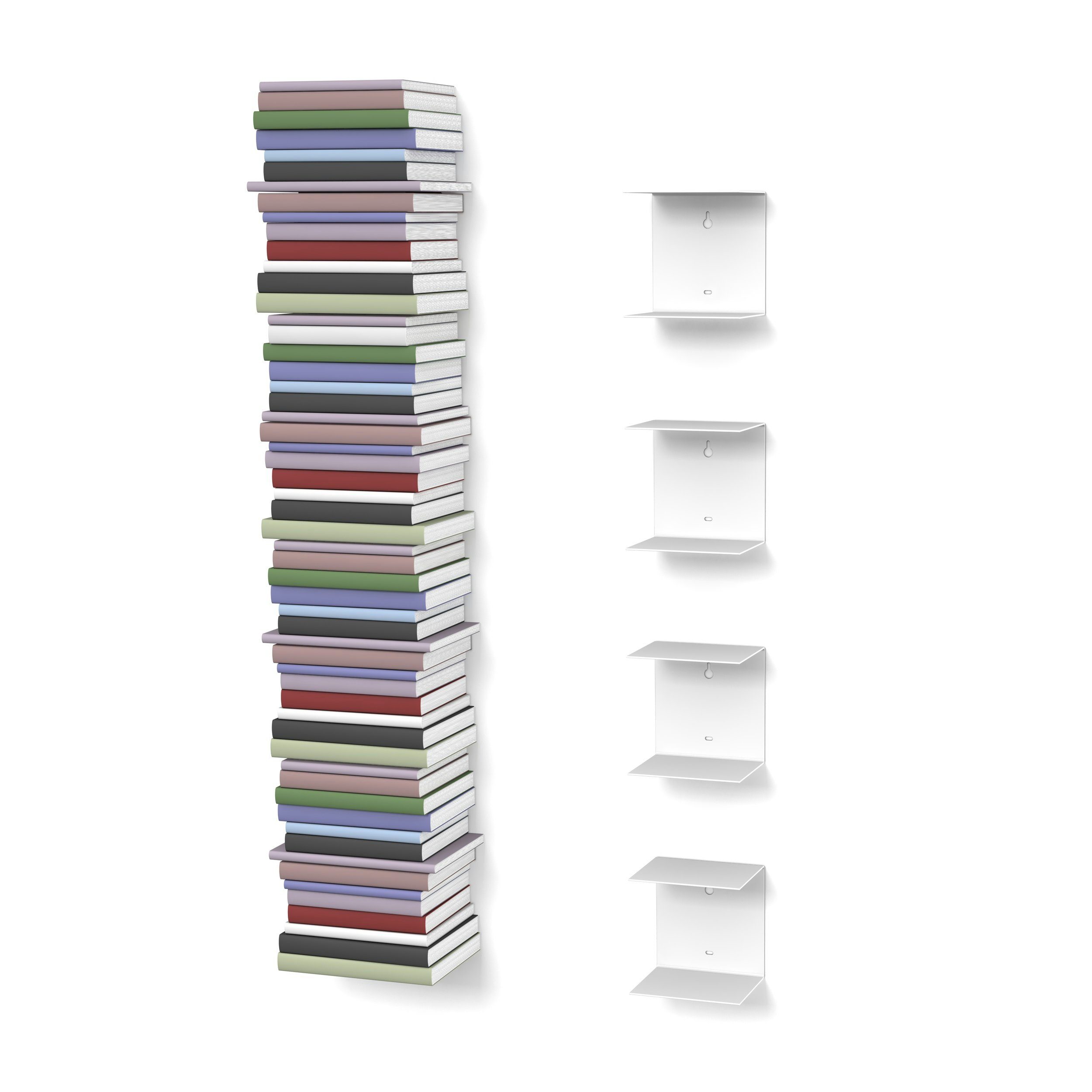 home3000 Bücherregal unsichtbares Bücherregal, 4-tlg., Made in Germany; Breite 16,5cm; Matt; 4 verschiedene Varianten;
