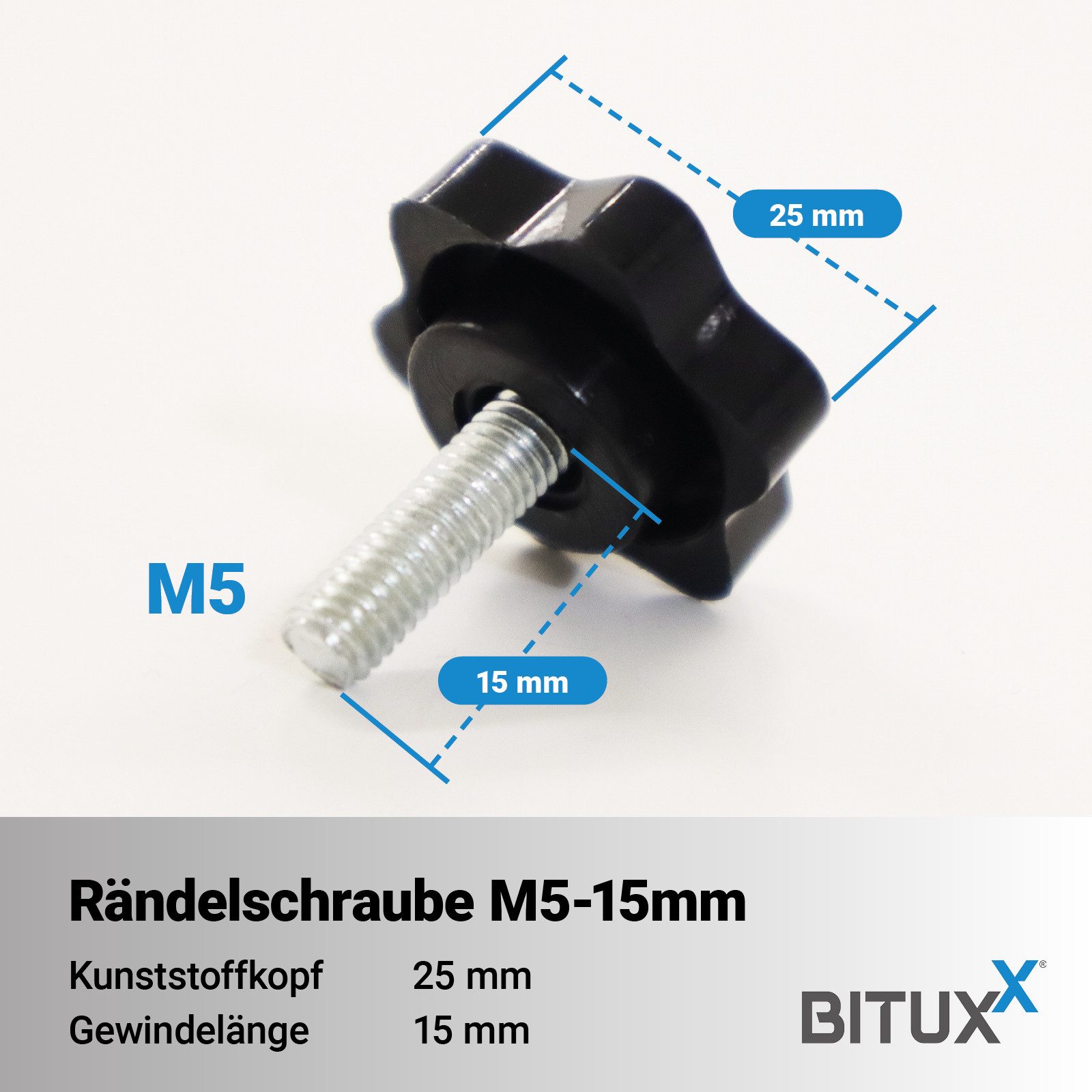 Bituxx Stockschraube 20x M5 - 15 mm, (Spar-Set, 20 St., MS-20019)