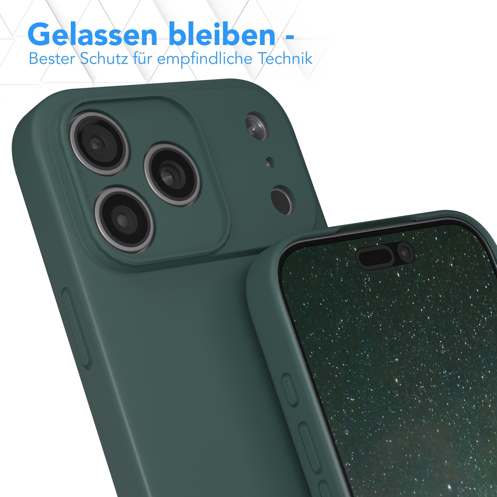 EAZY CASE Handyhülle für Apple iPhone 17 Pro Max Hülle Silikon 6,9 Zoll, Silikon Schutzhülle mit Kameraschutz kratzfestes Bumper Nachtgrün – Bild 4 von 5