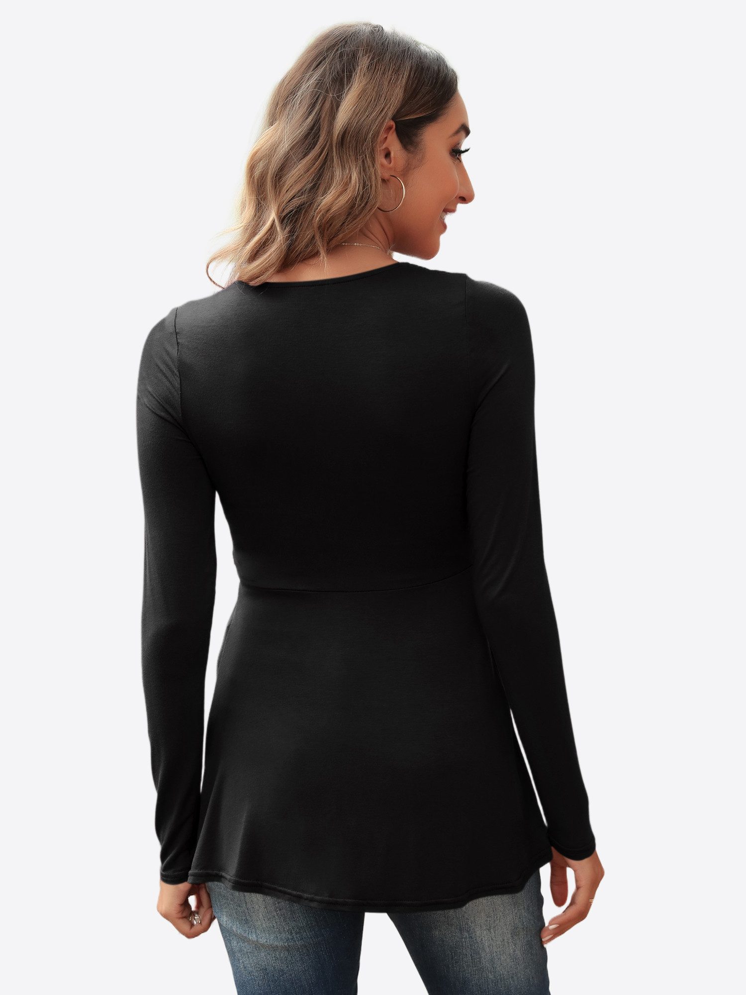 Imily Bela T-Shirt Damen Langarmshirt Tops mit V-Ausschnitt (Packung, 1-tlg günstig online kaufen