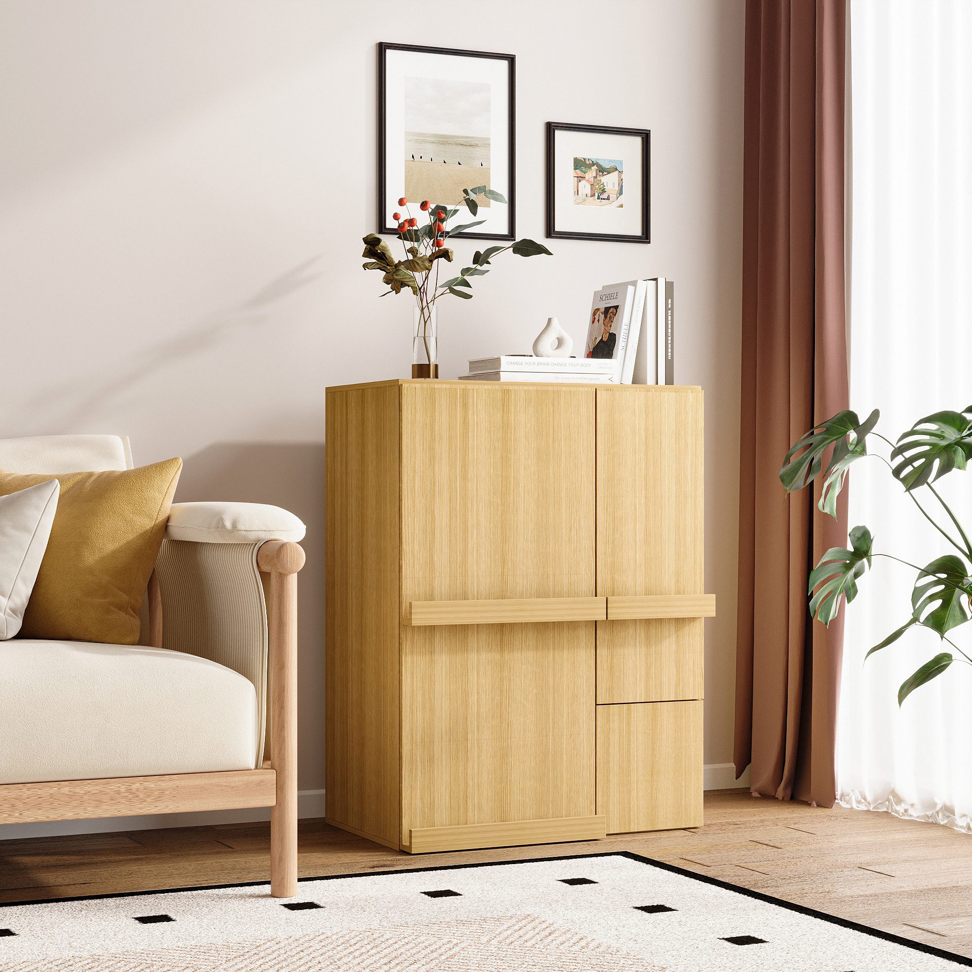 FUFU&GAGA Aktenschrank mit Rollen, Schwarz günstig online kaufen