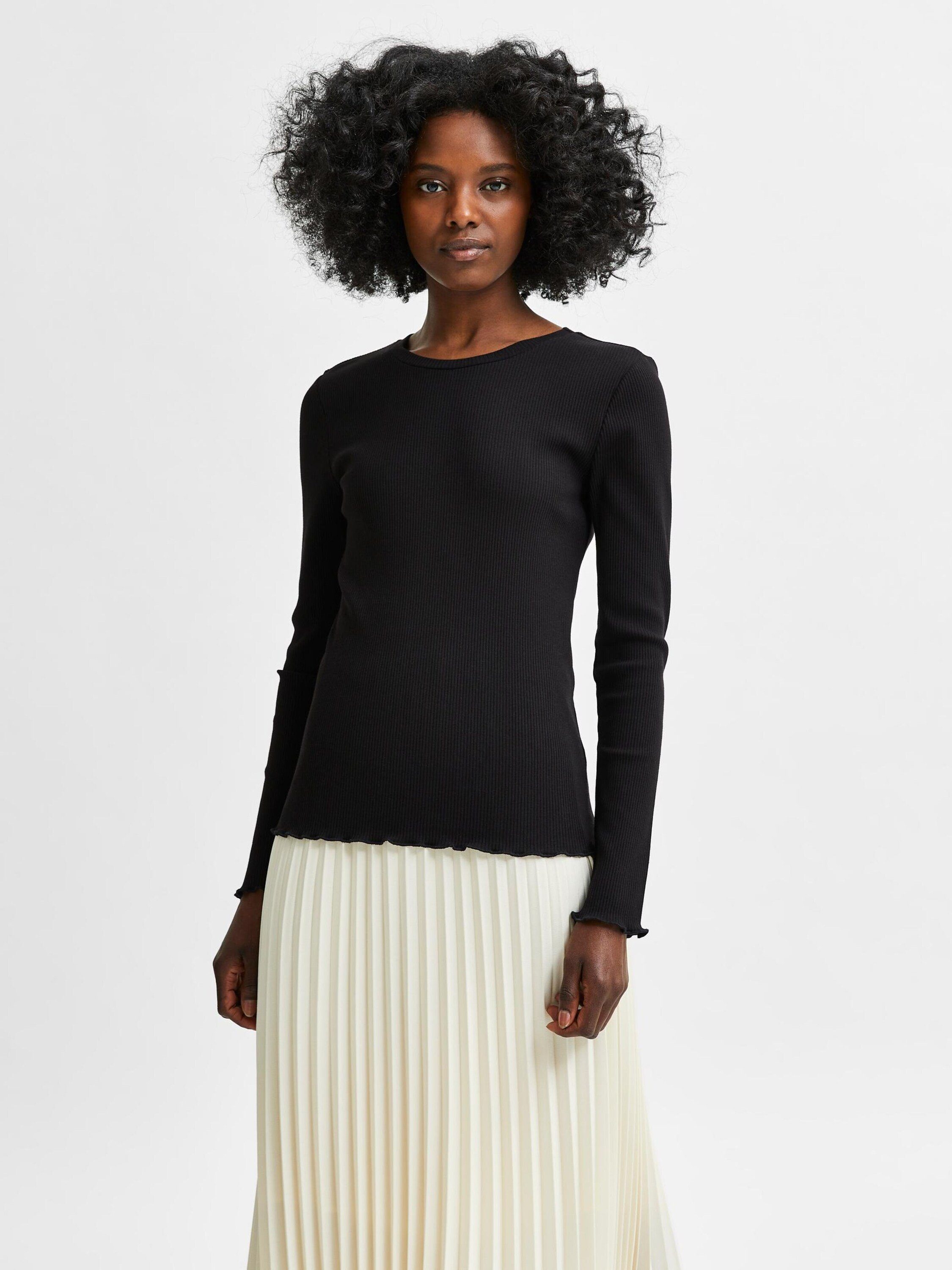 Selected Langarmshirt Anna (1-tlg) Plain/ohne Details günstig online kaufen