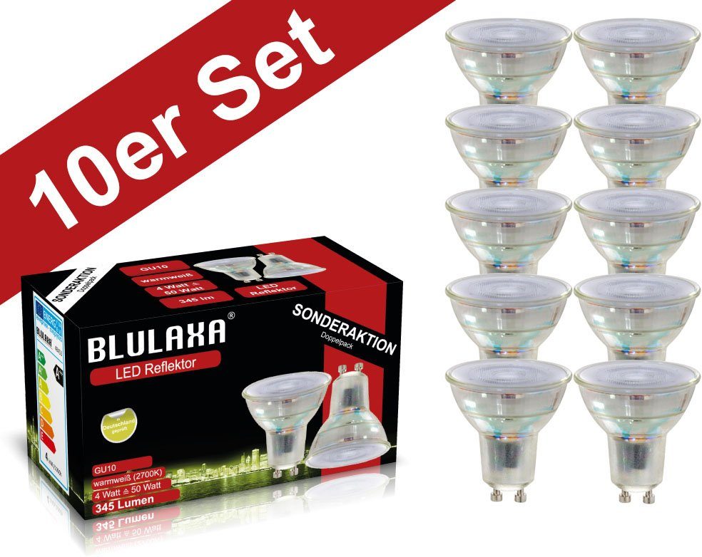 BLULAXA LED-Leuchtmittel Retro Multi, GU10, 10 St., Warmweiß, 10er-Set, Promotion-Pack Strahler