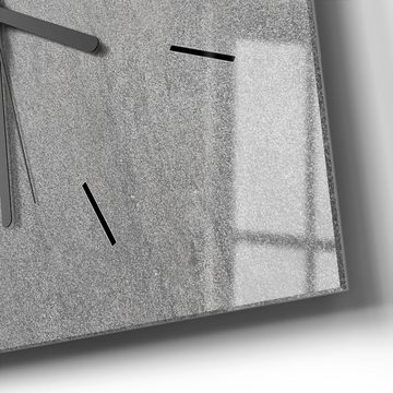 DEQORI Wanduhr 'Verputzte Steinmauer' (Glas Glasuhr modern Wand Uhr Design Küchenuhr)