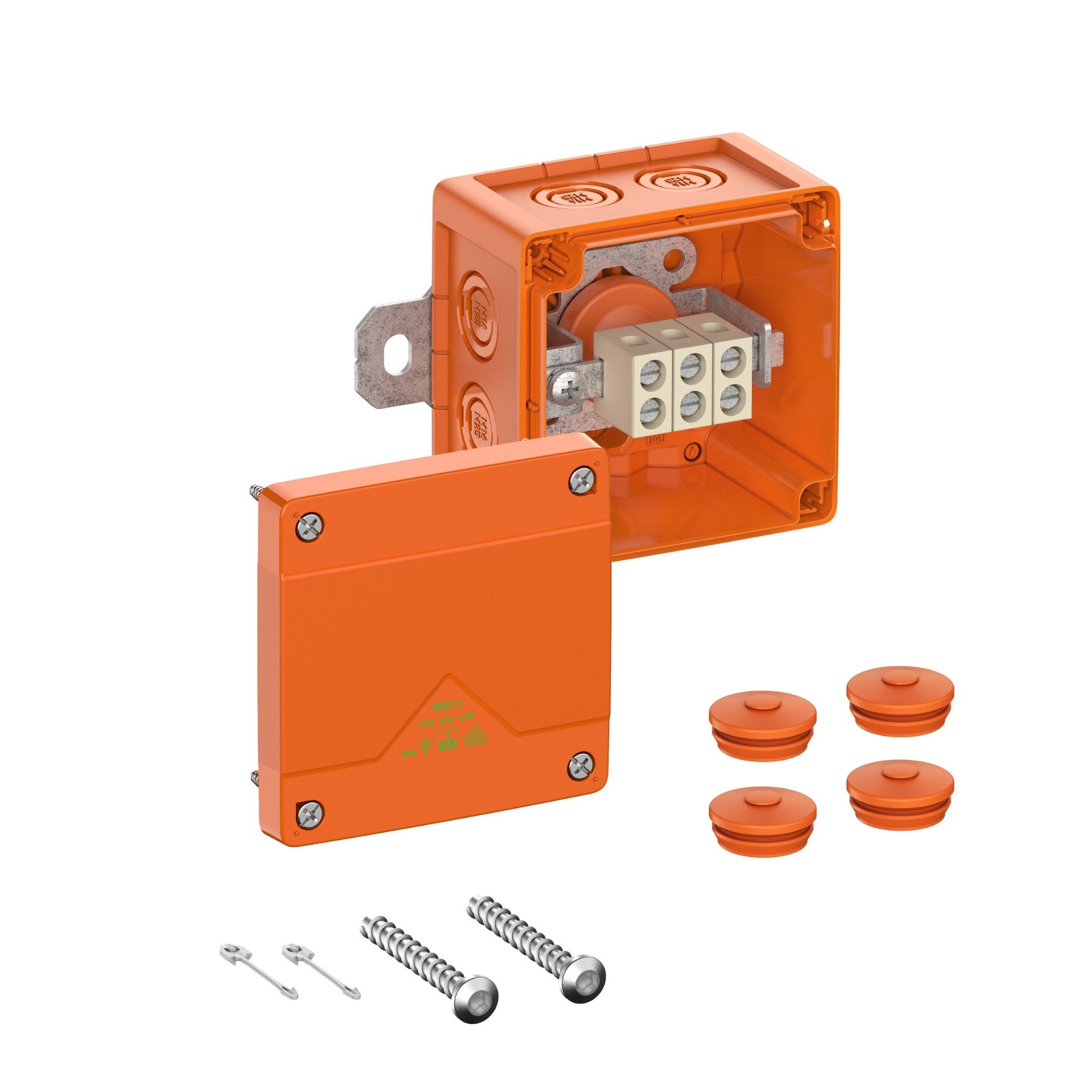 SPELSBERG Verteilerbox WKE 2, Brandschutzdose Funktionserhalt E30-E90, IP66, orange, 100 x 100 x 70