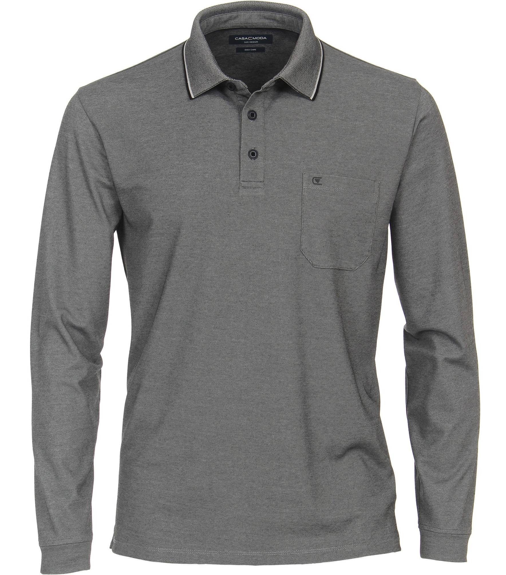 CASAMODA Langarmshirt Polo-Shirt unifarben Poloshirt