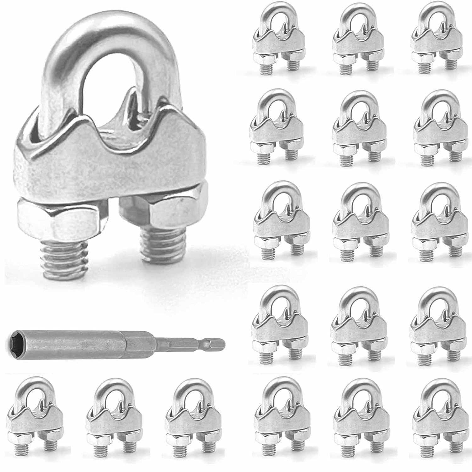 FELIXLEO Drahtseilklemme Drahtseilklemme 30 Stück 5mm M5 Edelstahl Bügelklemme Seilklemme, (1St)