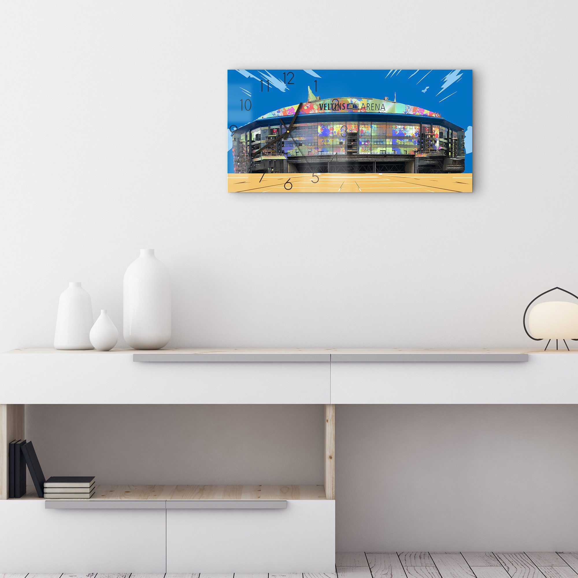 DEQOART Wanduhr 'Stadion Schalke 04' (Glas Glasuhr modern Wand Uhr Design Küchenuhr)