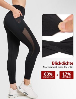 Yvette Leggings Damen Sportleggings mit Mesh Tasche high waist Sporthose, 517A21