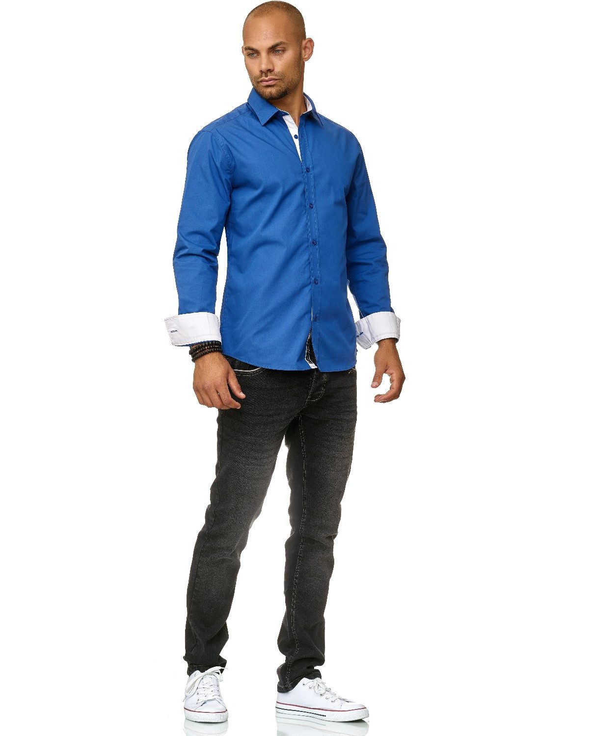 Früchtl Langarmhemd mit farblich abgesetzten Elementen