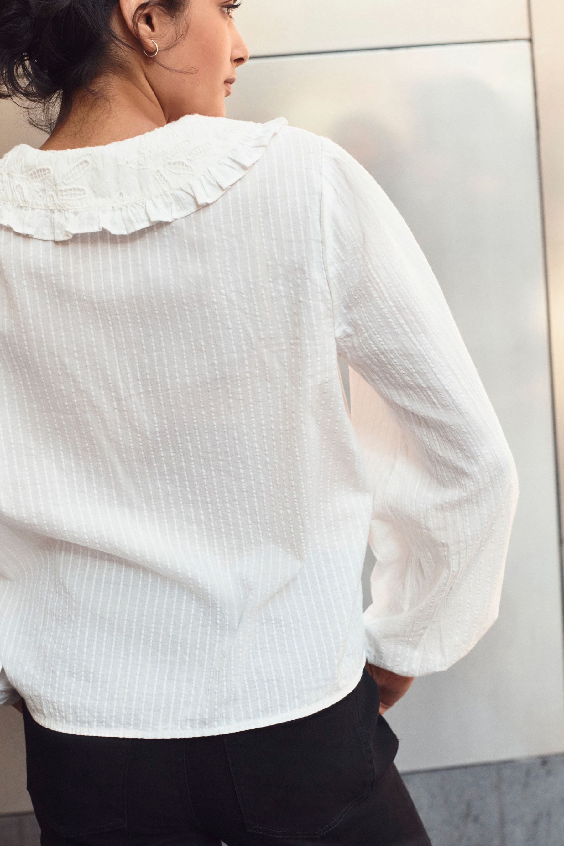 Next Langarmbluse Langärmelige Bluse mit Kragen günstig online kaufen