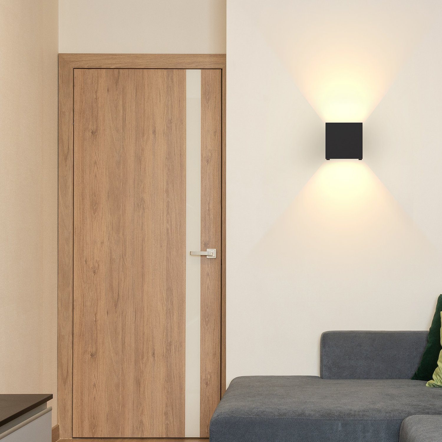 ZMH LED Wandleuchte Wandlampe Schwarz - Modern Außenwandleuchte Schlafzimmer, 3000k, IP65 Wandleuchte Garten – Bild 2 von 5