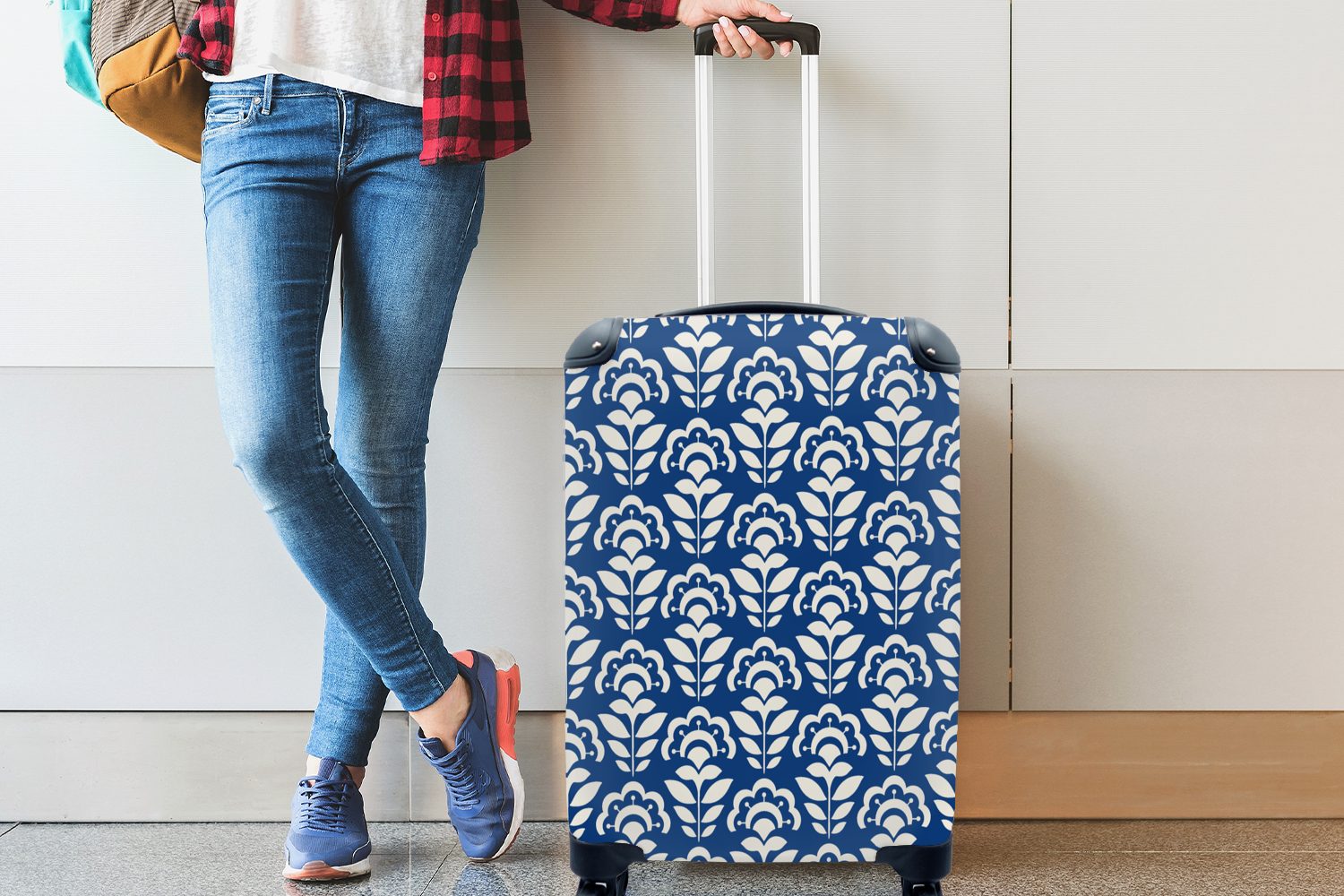 - rollen, Ferien, MuchoWow mit Handgepäckkoffer Design, Handgepäck Blau für Reisekoffer Sonnenblume Reisetasche Rollen, - 4 Trolley,