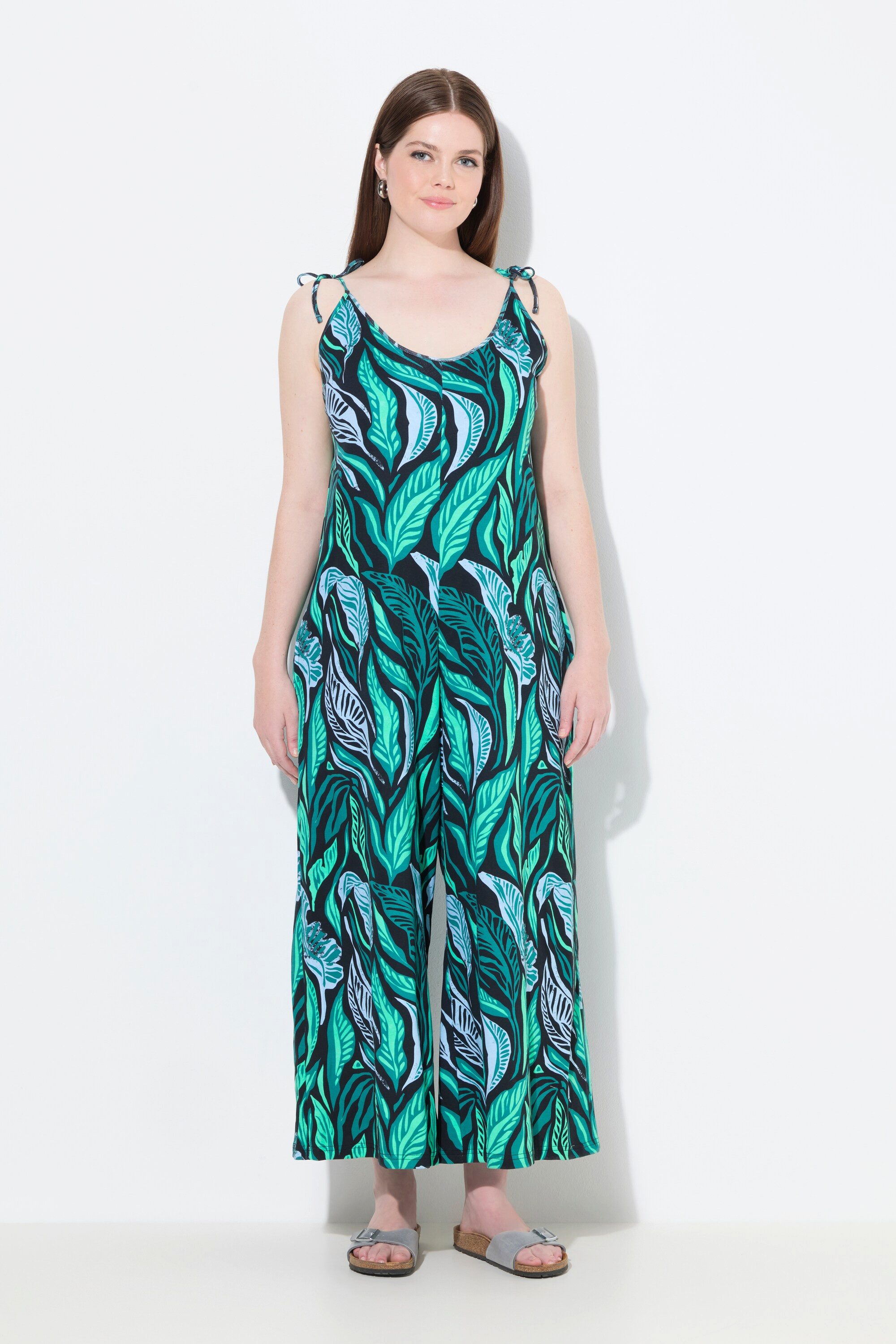 Ulla Popken Schlupfhose Jersey-Jumpsuit Dschungel Binde-Träger günstig online kaufen