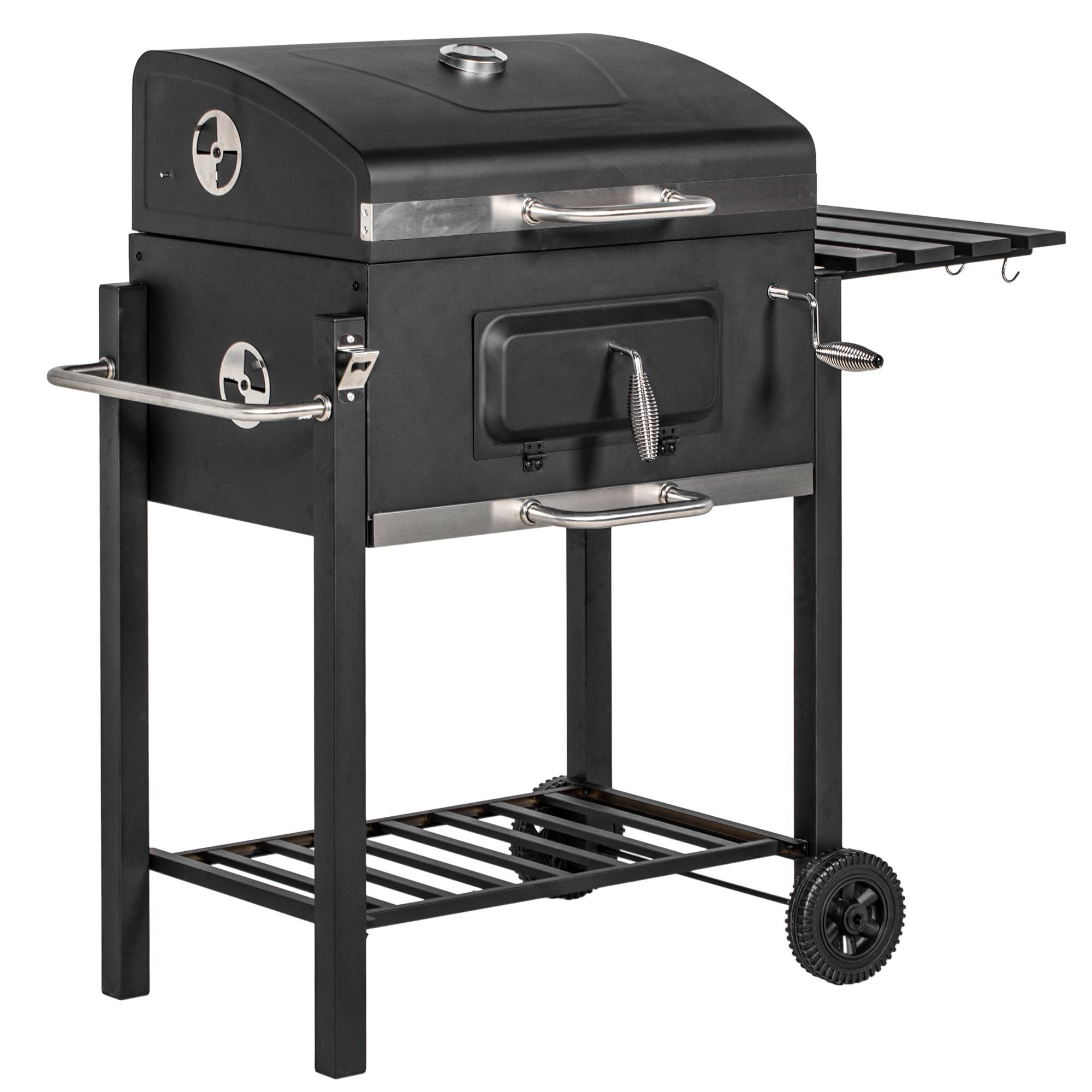 autolock Standgrill Grillwagen Holzkohlegrill BBQ Standgrill Edelstahl,113x65x108cm
