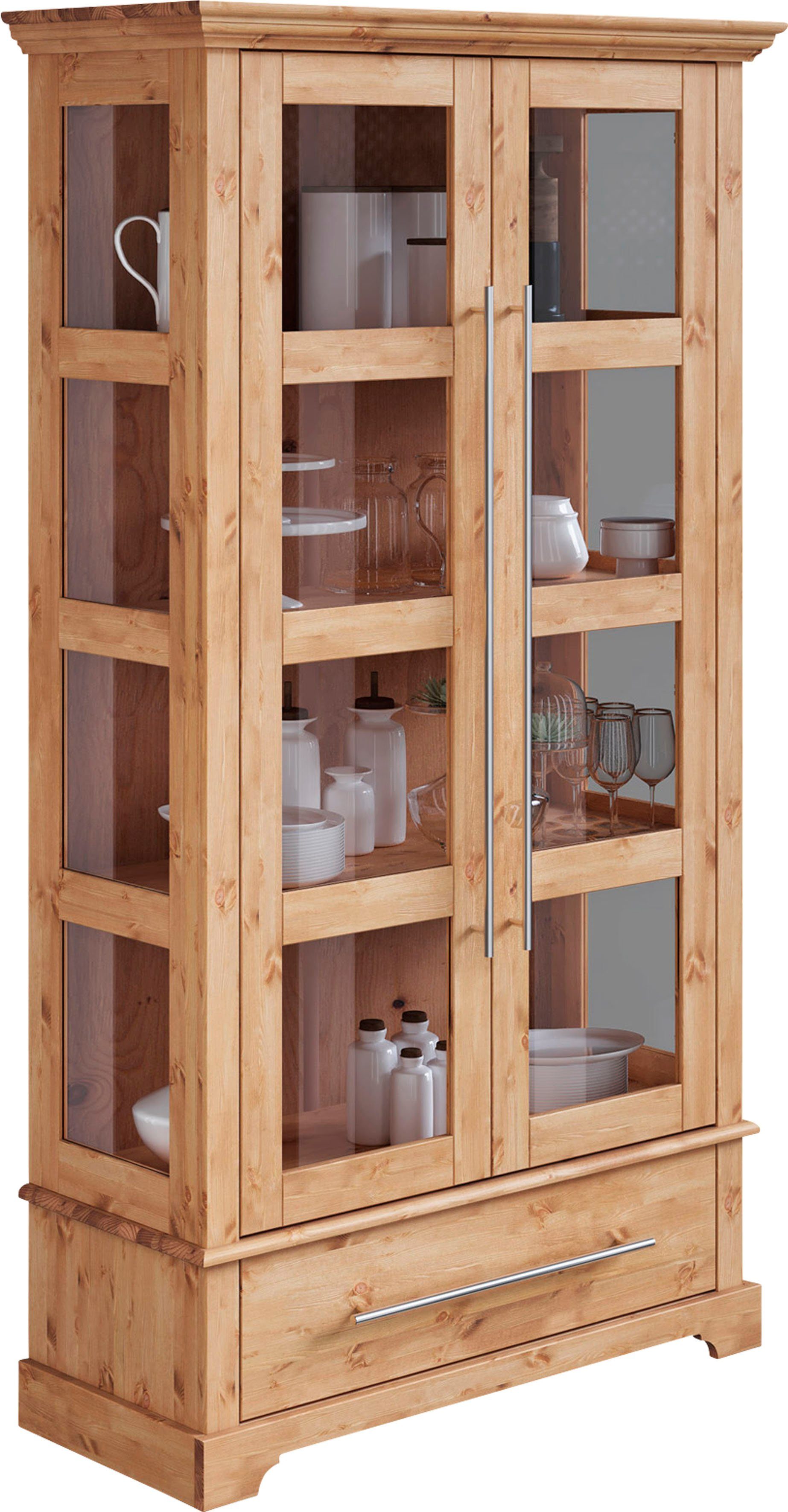 Home affaire Vitrine Meliss Höhe 169 cm, Breite 94 cm, 2-türig, Kiefer massiv, FSC®