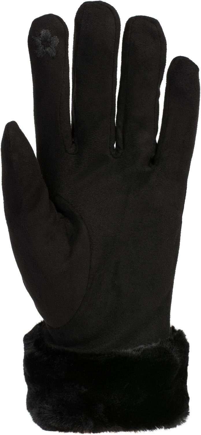 Fleecehandschuhe mit Kunstfell Schwarz Unifarbene styleBREAKER Handschuhe Touchscreen