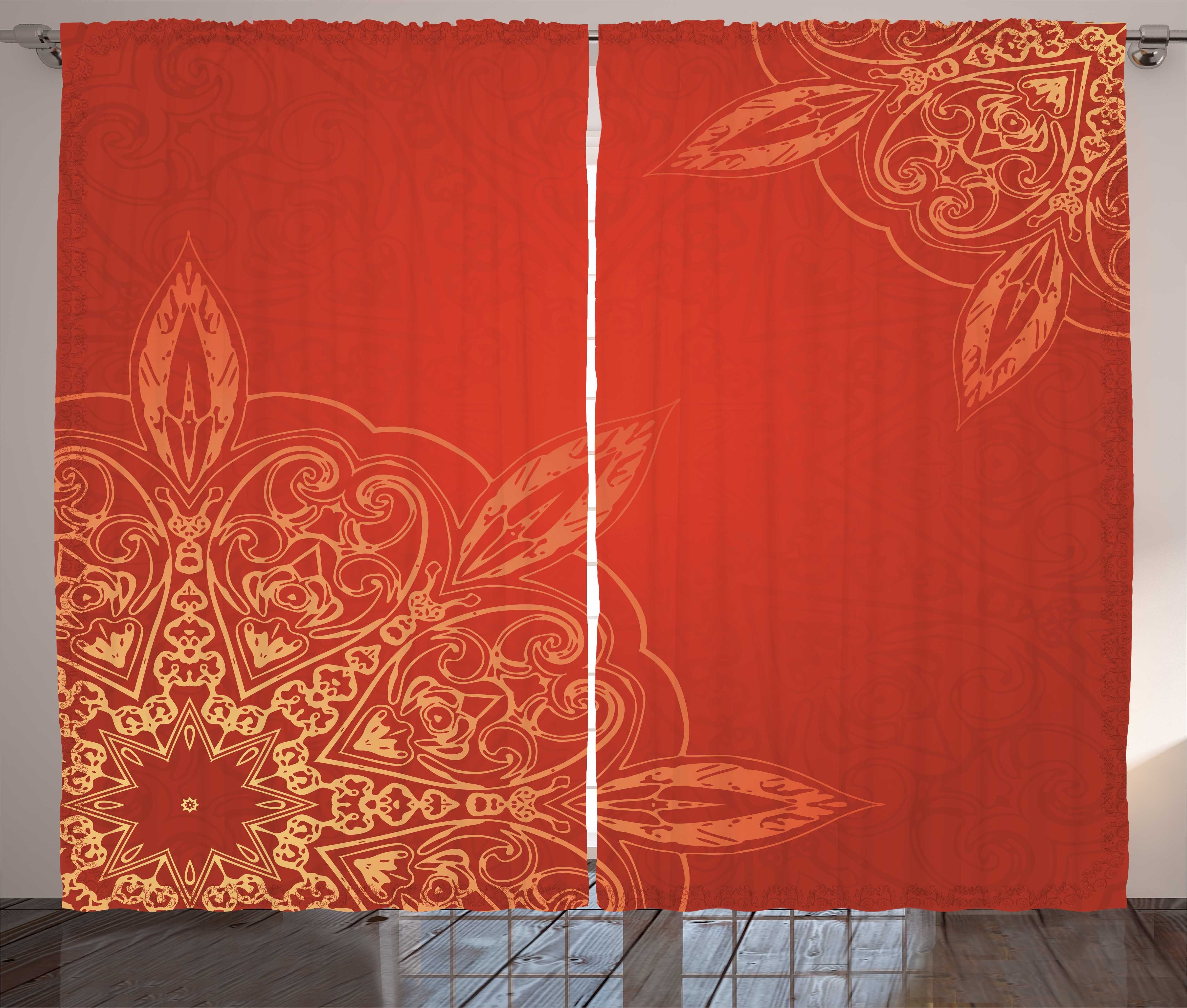 Gardine Schlafzimmer Kräuselband Vorhang mit Schlaufen und Haken, Abakuhaus, Mandala Radiant romantisches Design