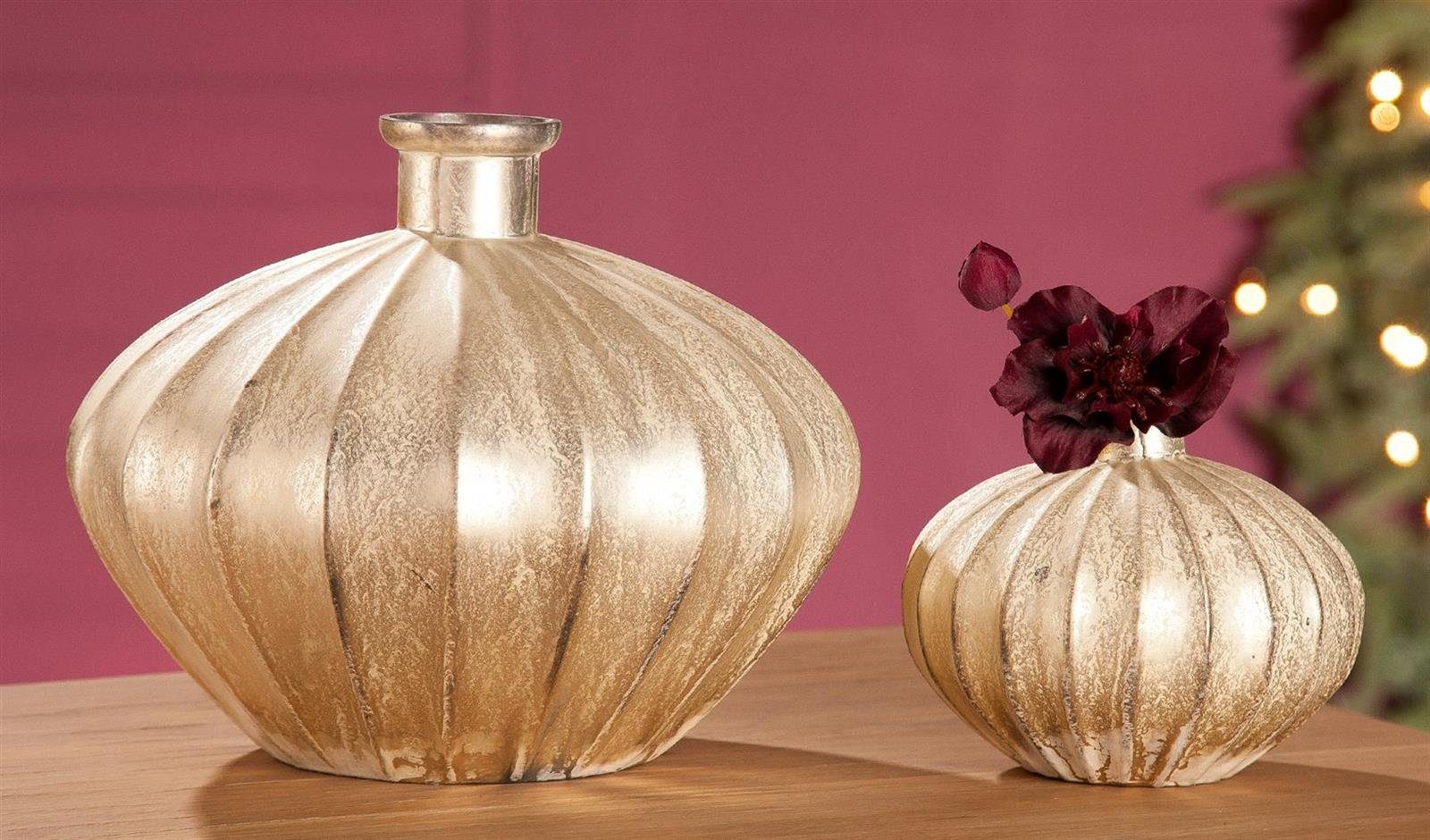 GILDE Dekovase Gilde Glas Ovale Vase Antigua antik weiß H = 25. Reduzierter Preis € 33,00. Unverbindliche Preisempfehlung € 55,00