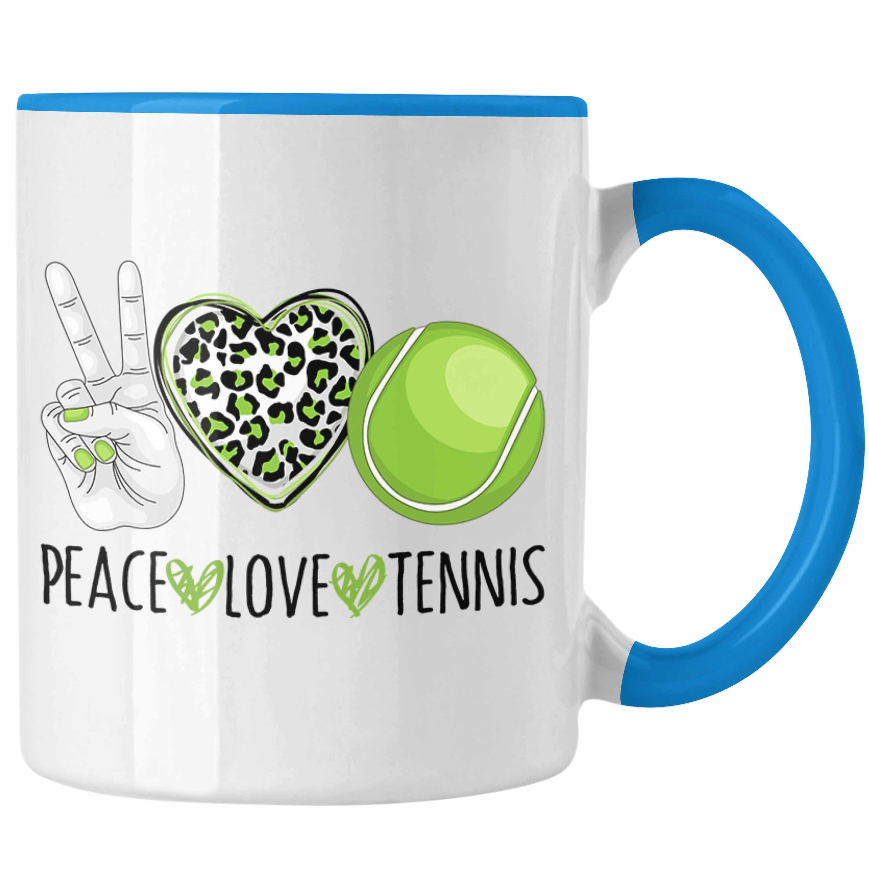 für Tennis-Spieler Tasse Geschenk Tasse Trendation Lustige Coach Blau Trainer "Peace Tennis
