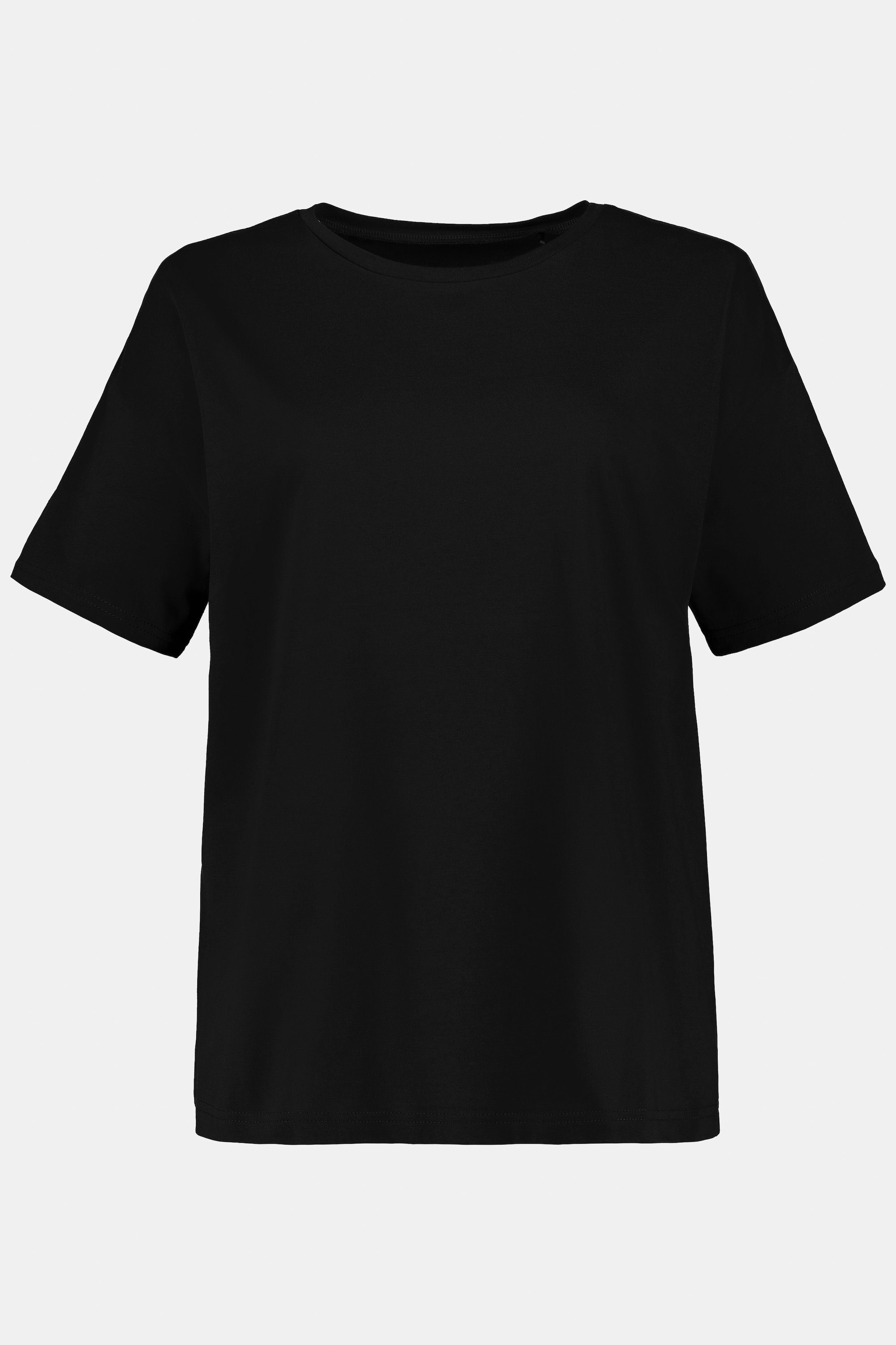 Rundhalsshirt relaxed schwarz Studio Schultern überschnittene Basic-Shirt Untold