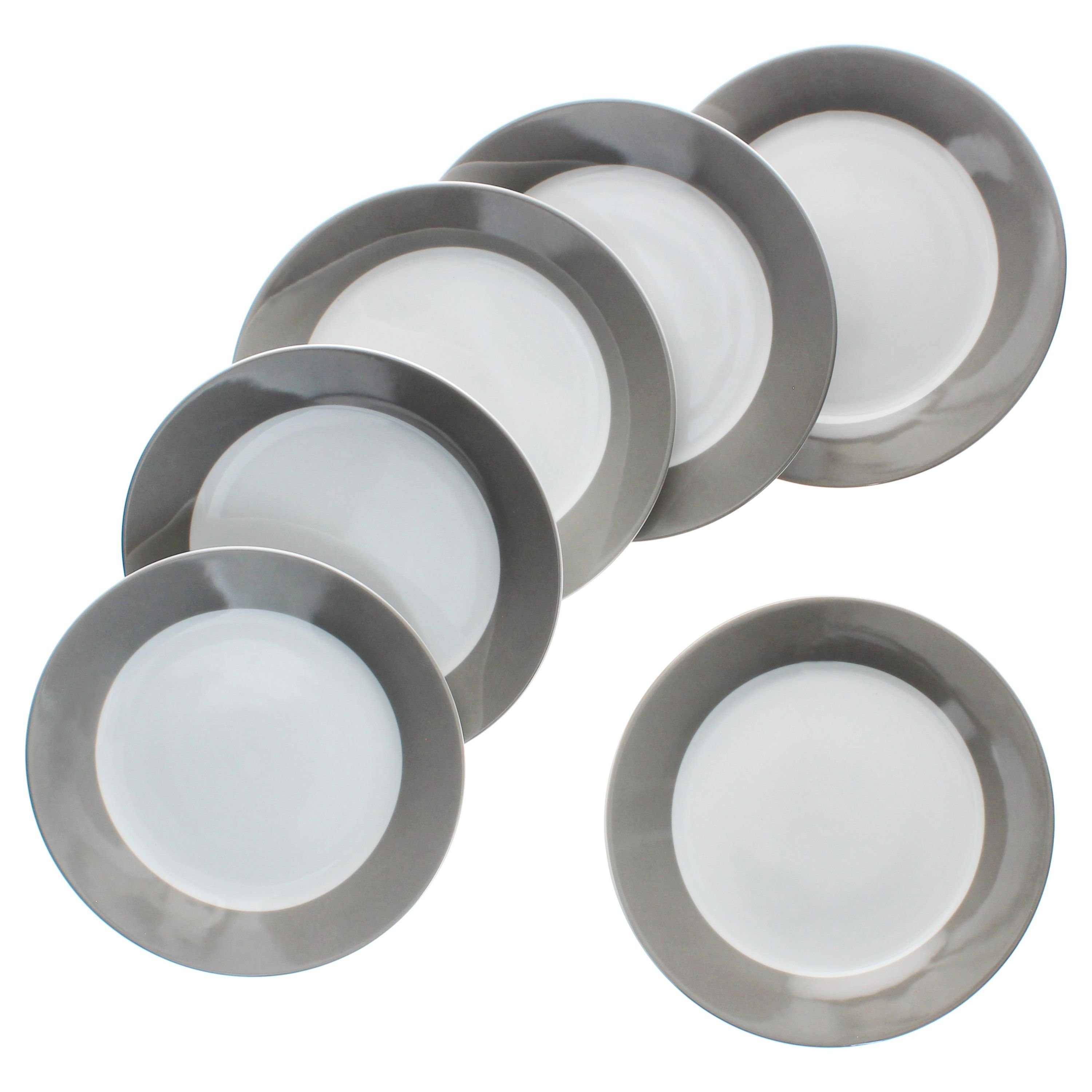 MamboCat Frühstücksteller 6er Set Variant Grau Kuchenteller bunte Frühstücks-Teller Dessert